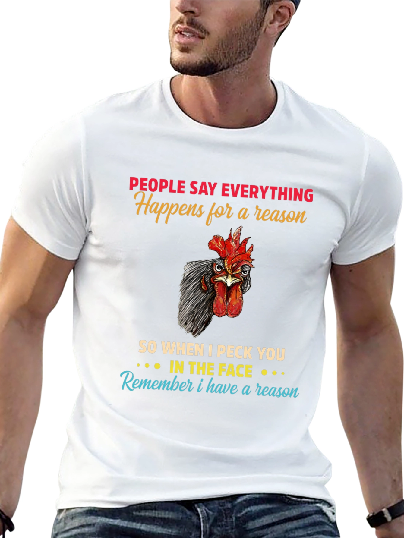 Black Funny Chicken Peck You in The Face T-Shirt view 13