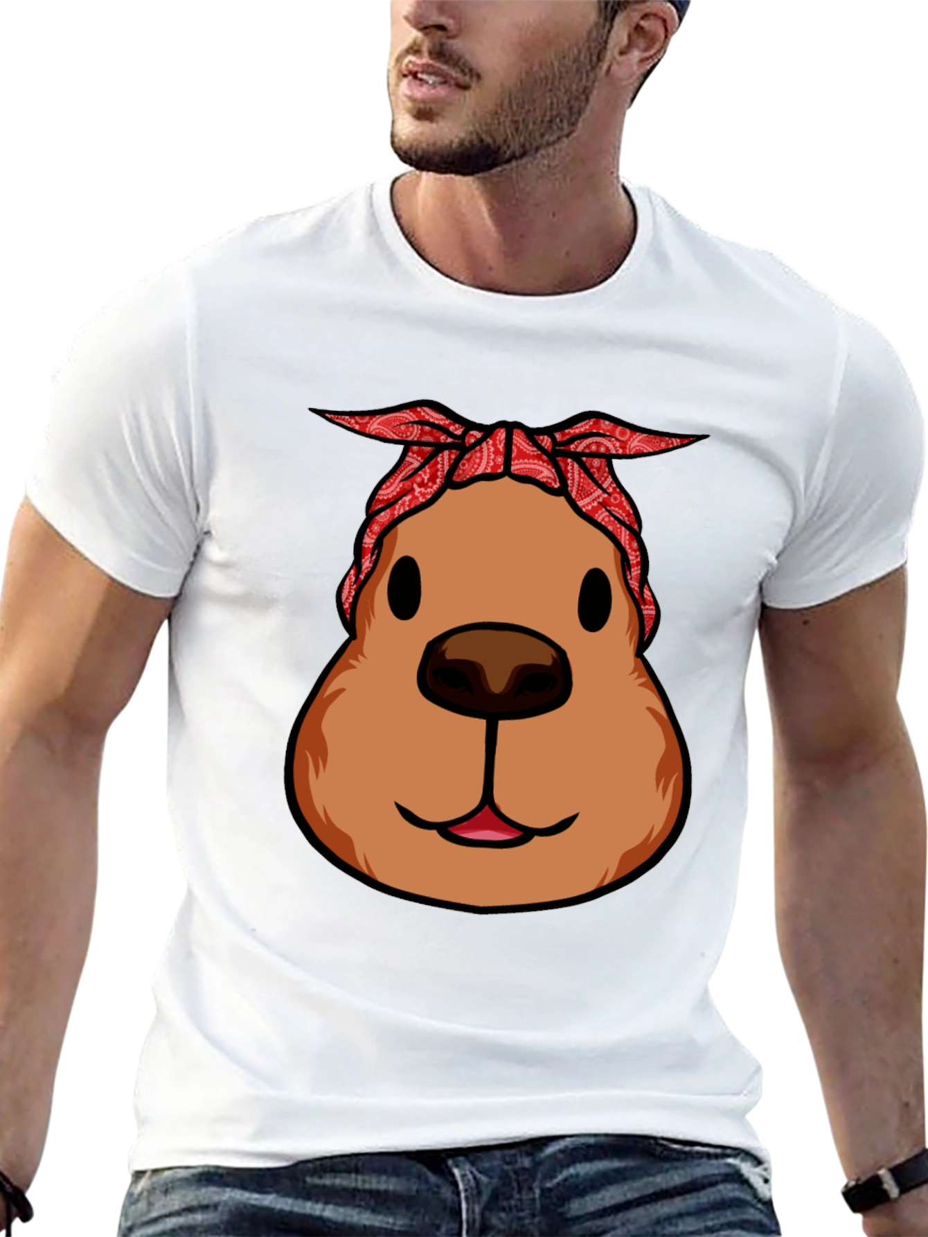 Black Capybara Bandana T-Shirt - Cool & Casual view 13