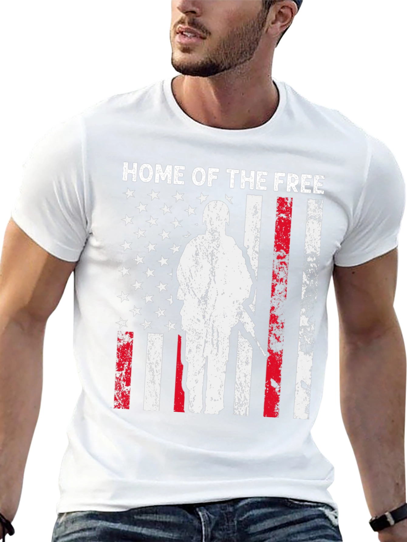 Black Home of the Free Patriotic T-Shirt view 13