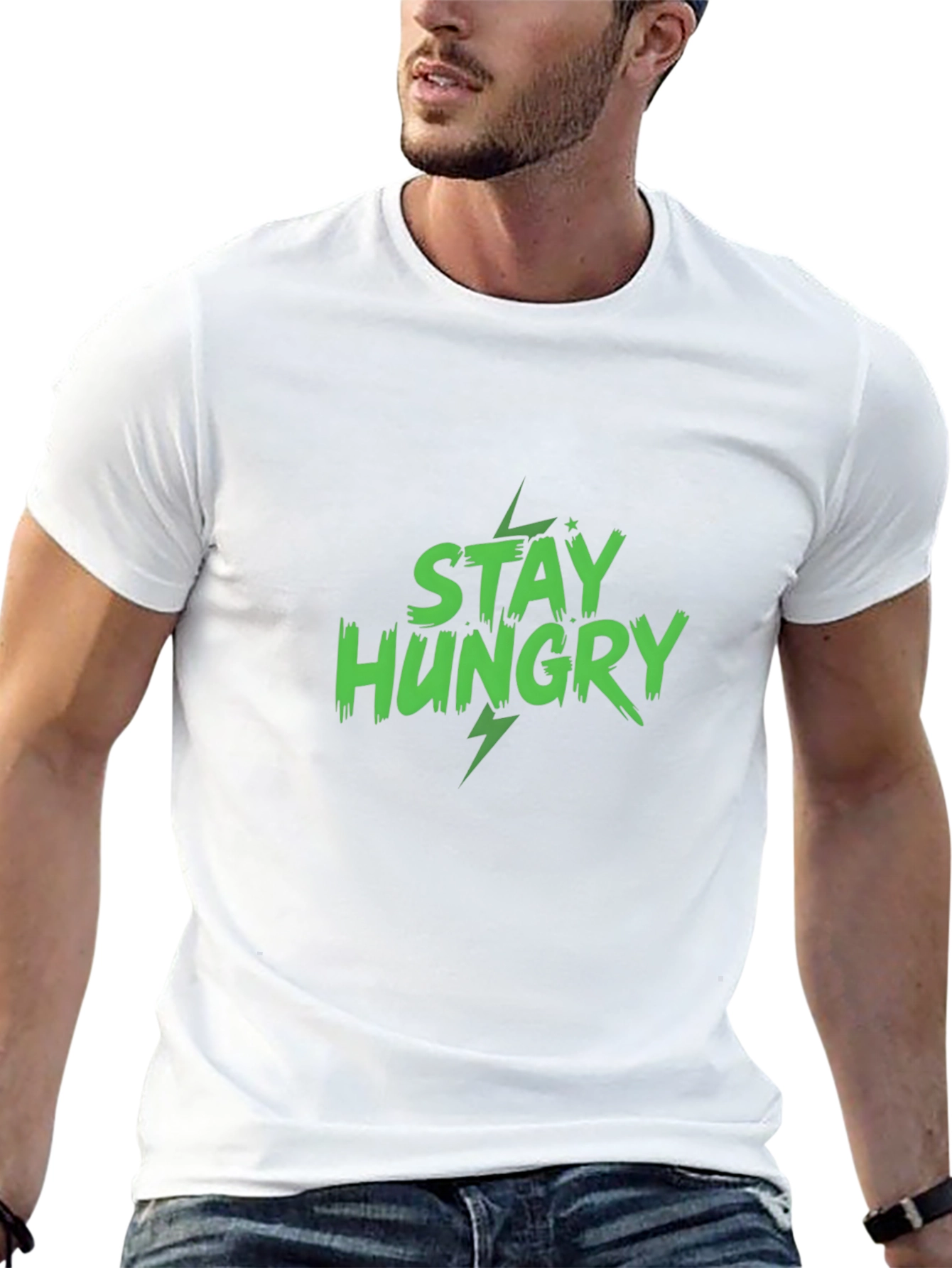 Black Stay Hungry Graphic Print Black T-Shirt view 13