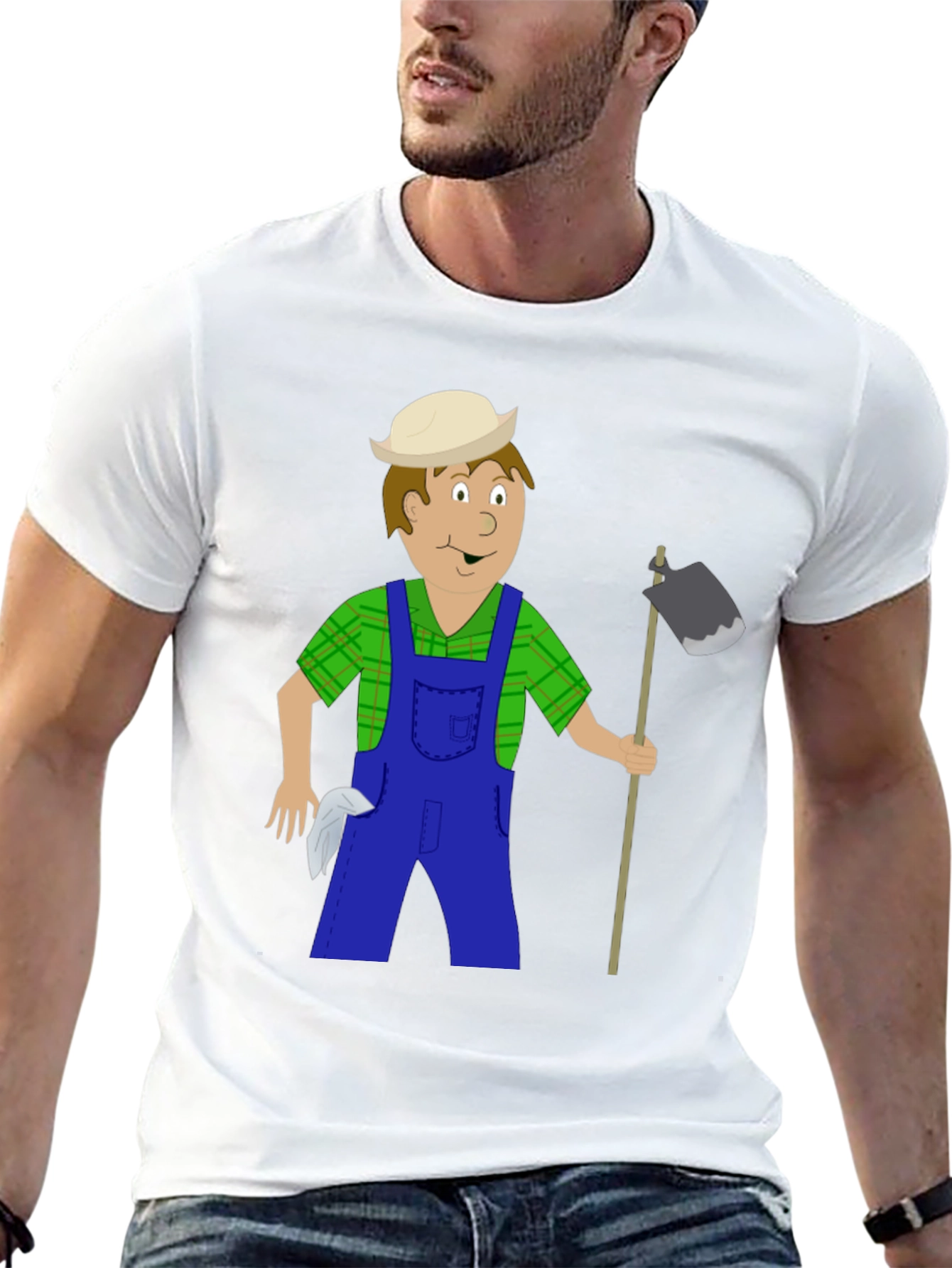 Black Cartoon Farmer Graphic Tee - Black view 13