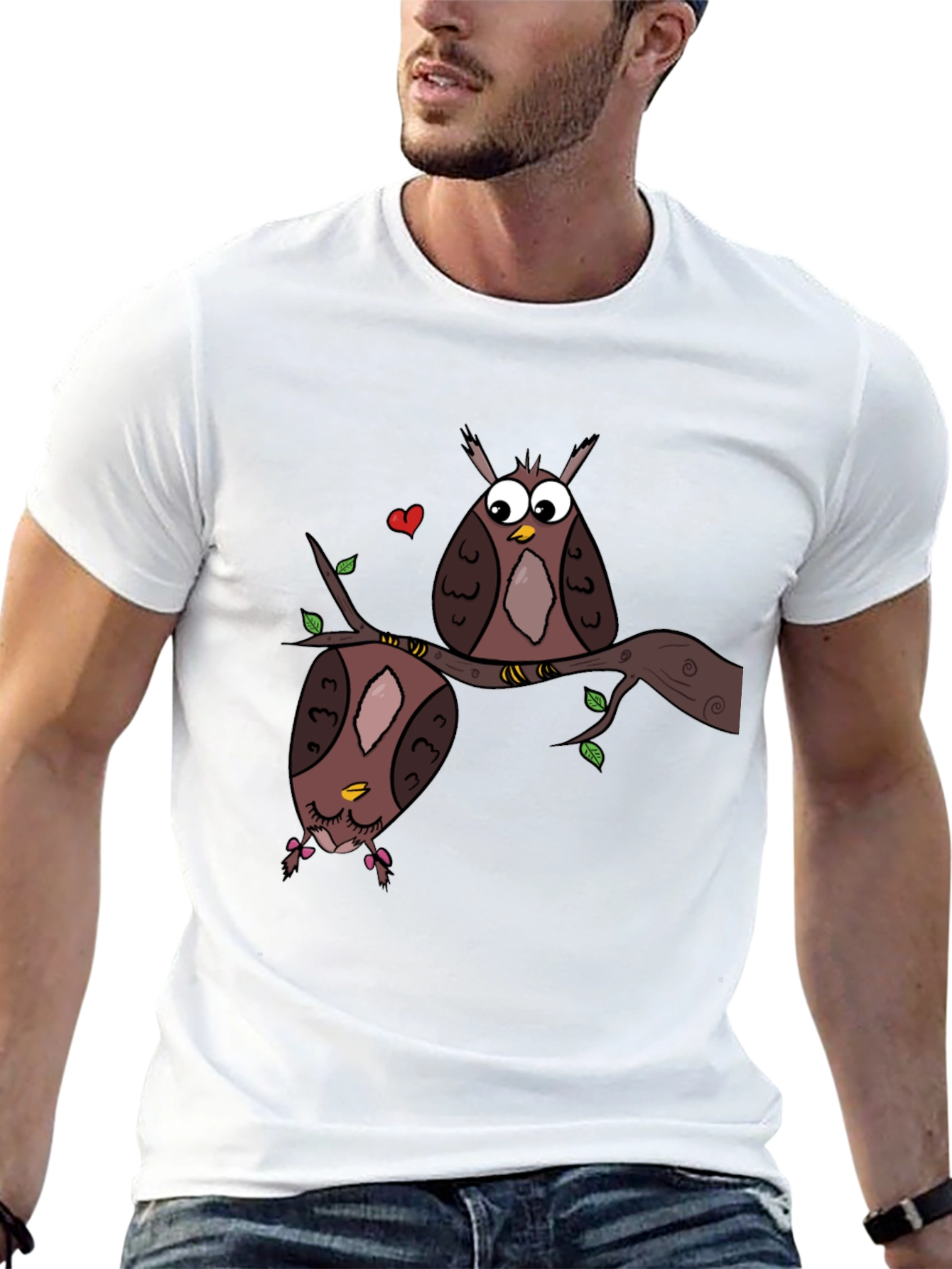 Black Owl Love Graphic Tee - Black Unisex T-Shirt view 13