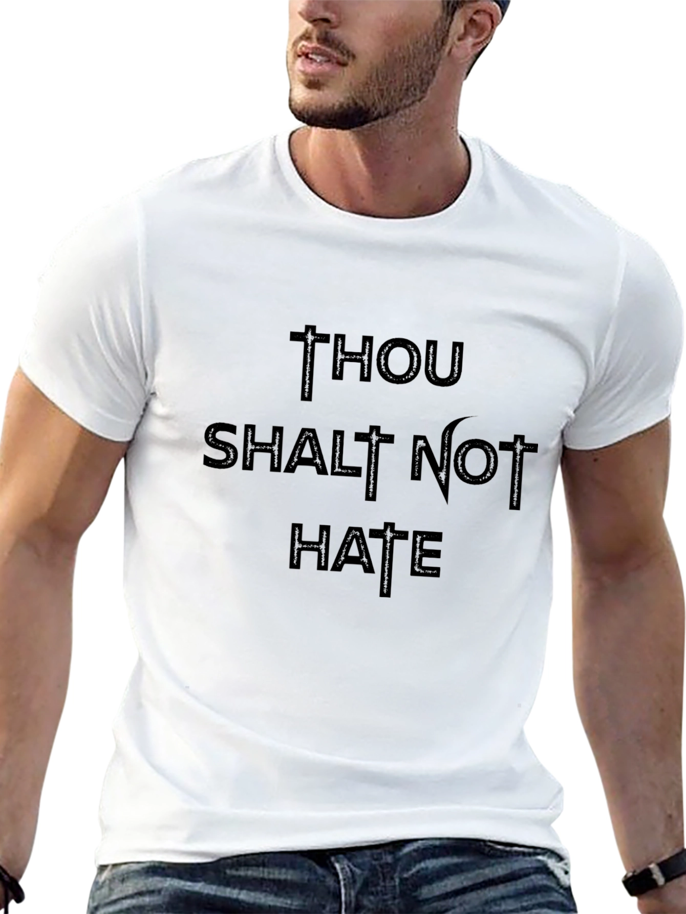 Black Thou Shalt Not Hate Graphic Tee - Black view 13