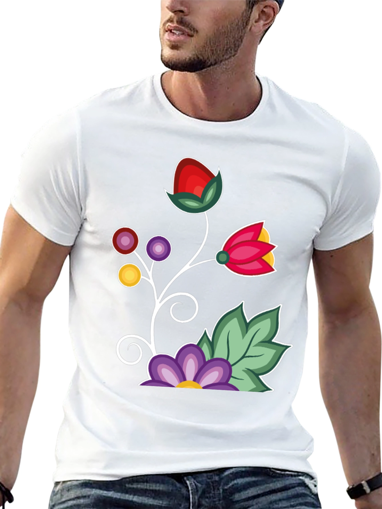 Black Floral Graphic T-Shirt - Black Casual Tee view 13