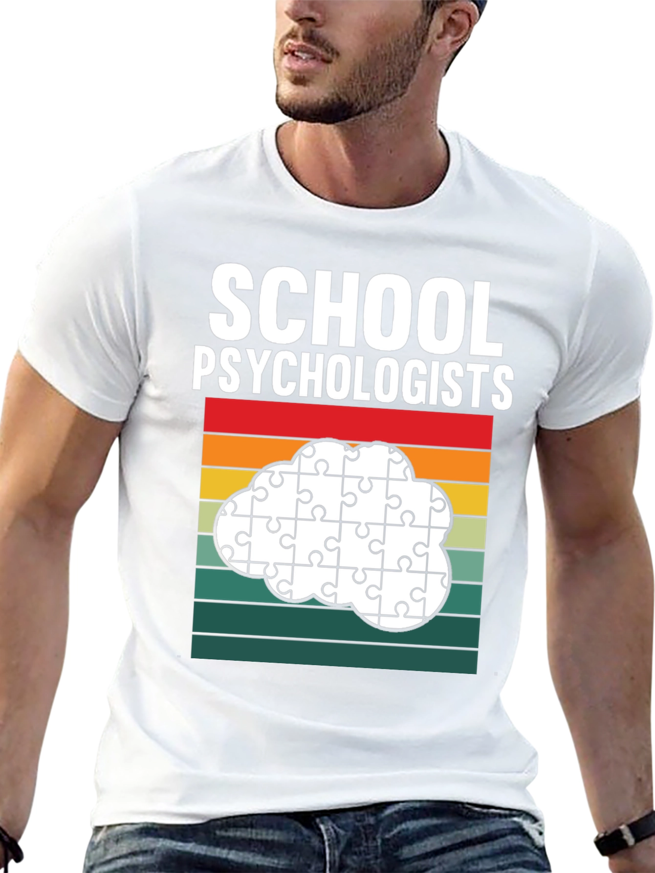 Black School Psychologist Puzzle Piece Cloud T-Shirt view 13