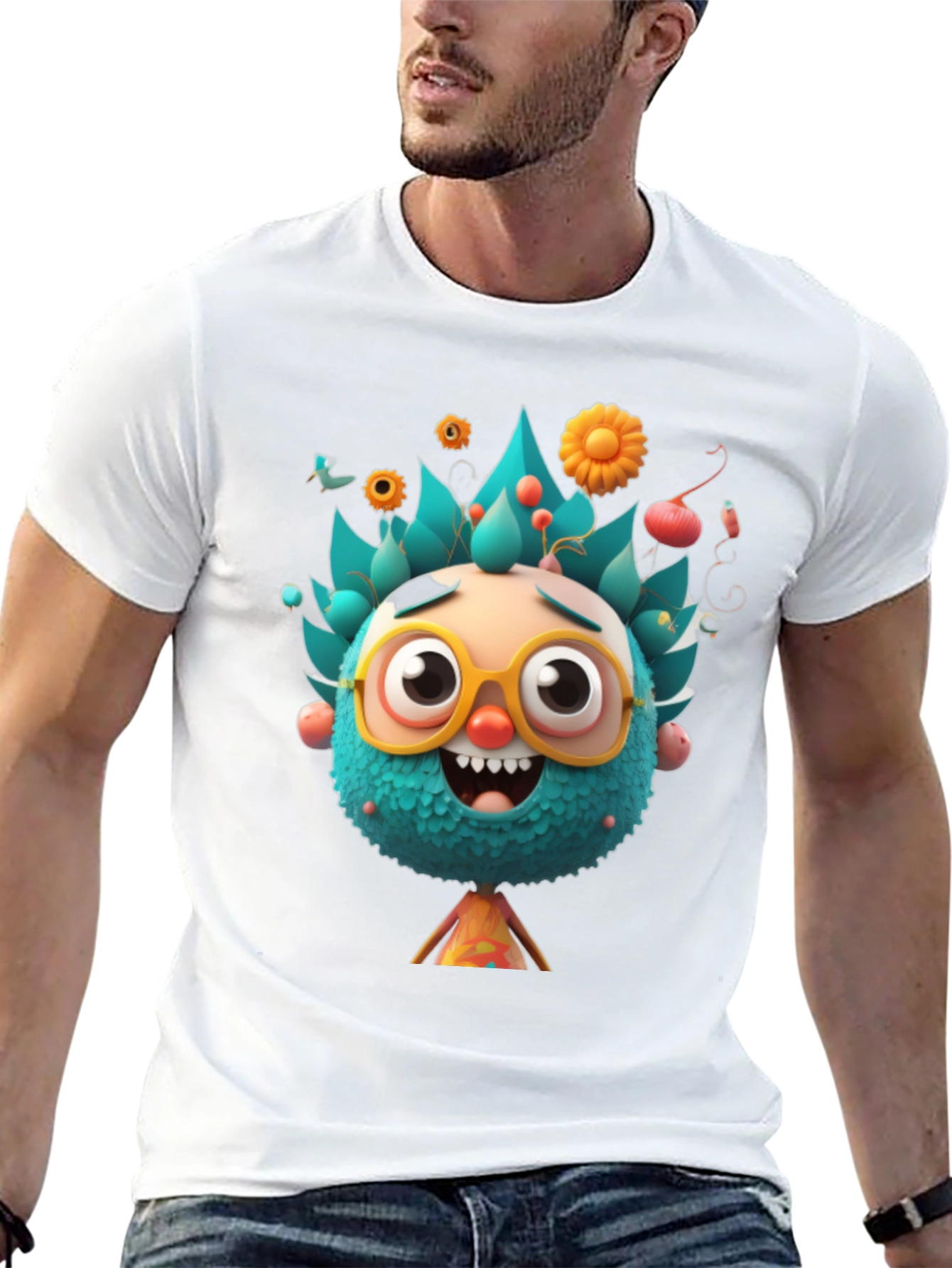 Black Fun Cartoon Character Graphic T-Shirt view 13