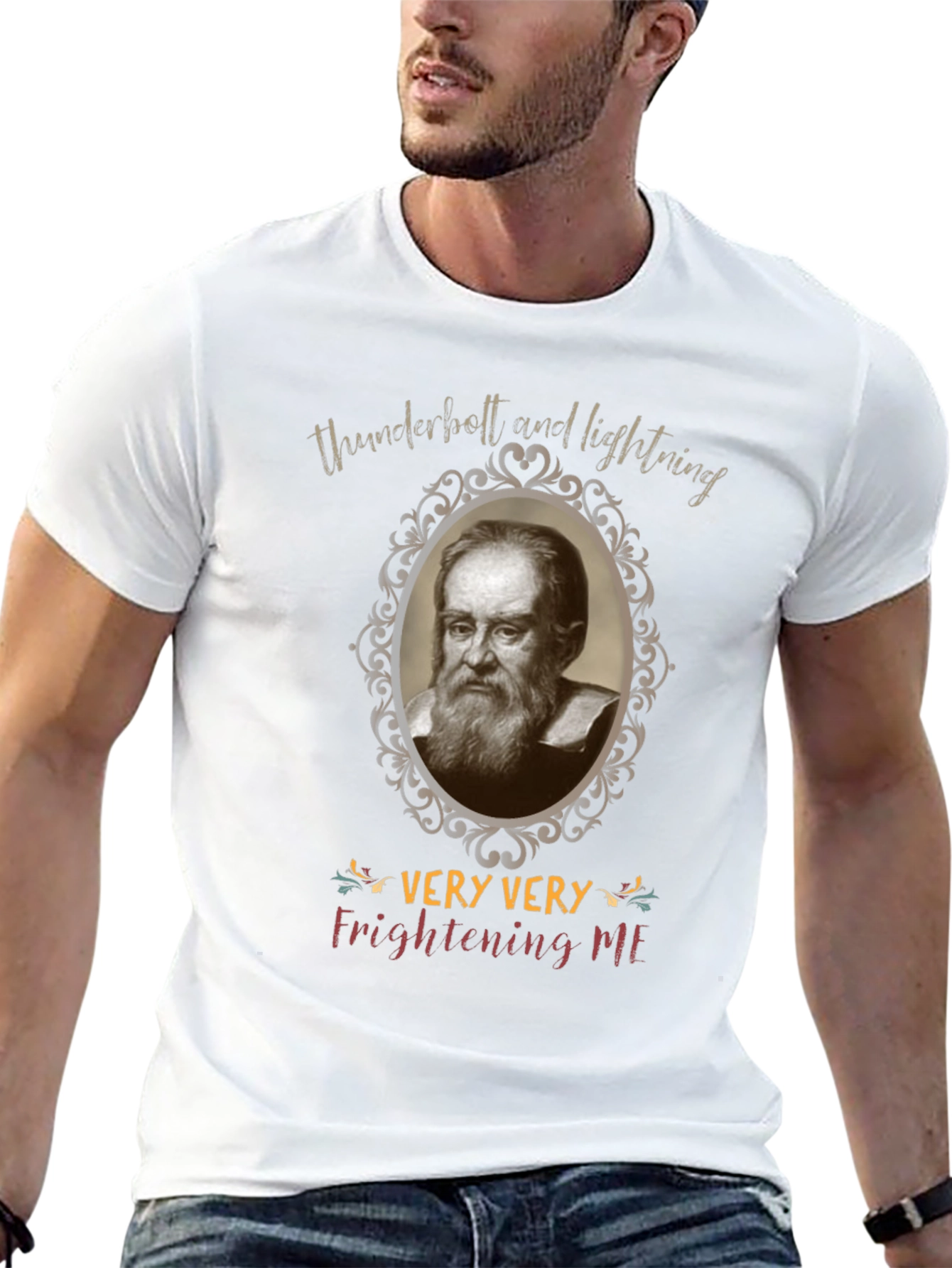 Black Funny Galileo Galilei Very Very Frightening Me T-Shirt view 13