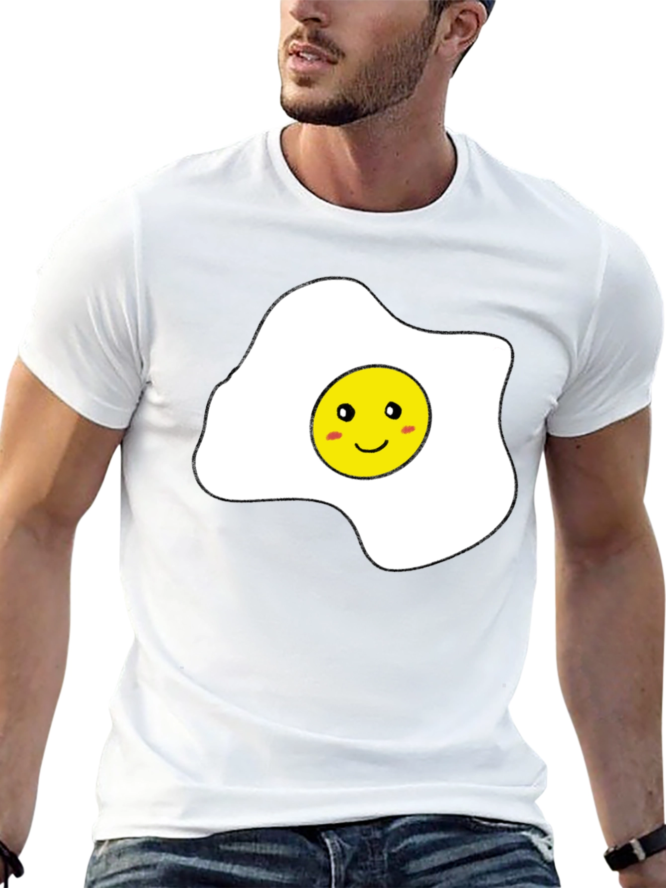 Black Funny Sunny Side Up Egg Graphic T-Shirt view 13