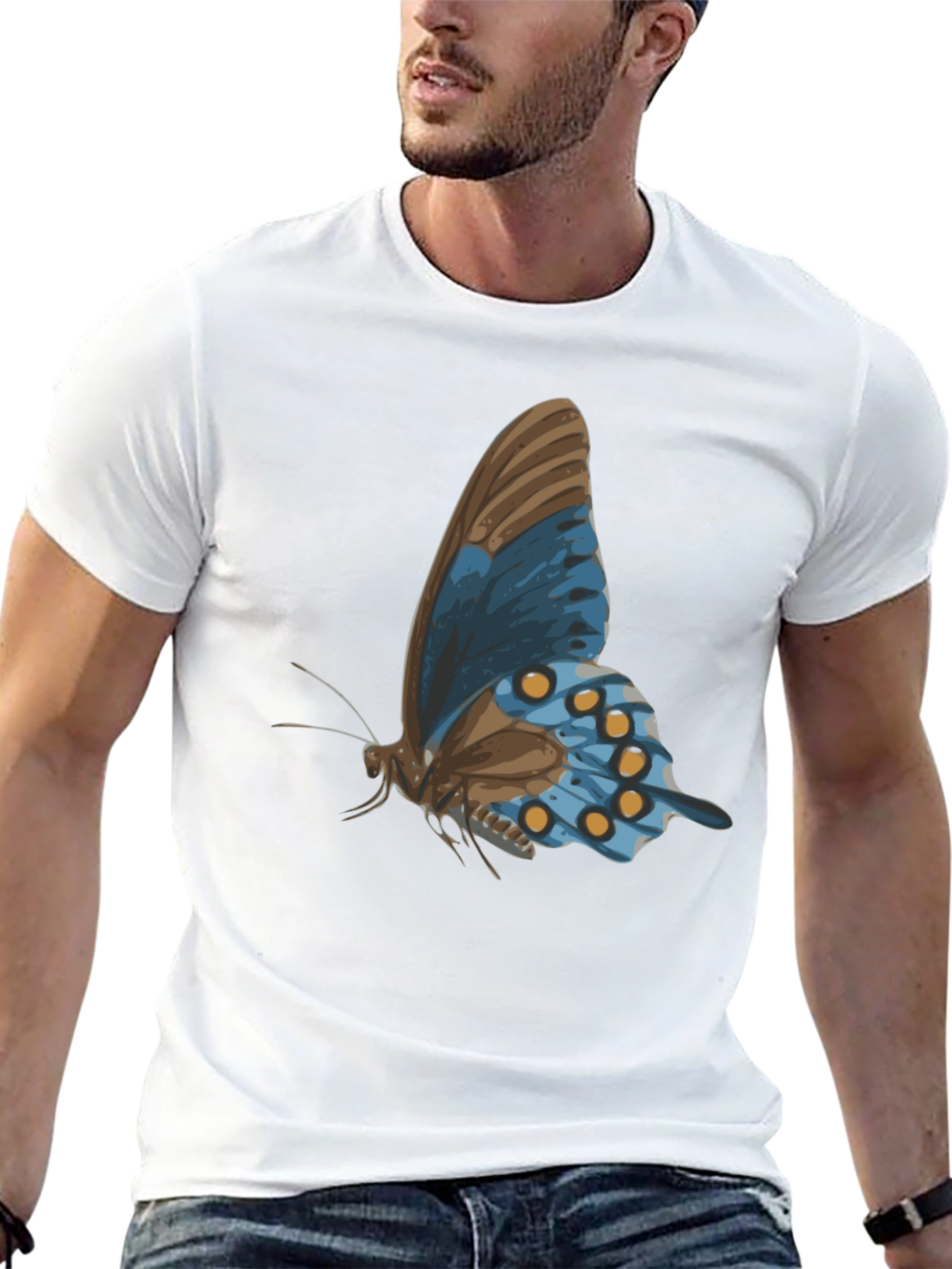 Black Butterfly Graphic Tee - Stylish Men's Black T-Shirt view 13