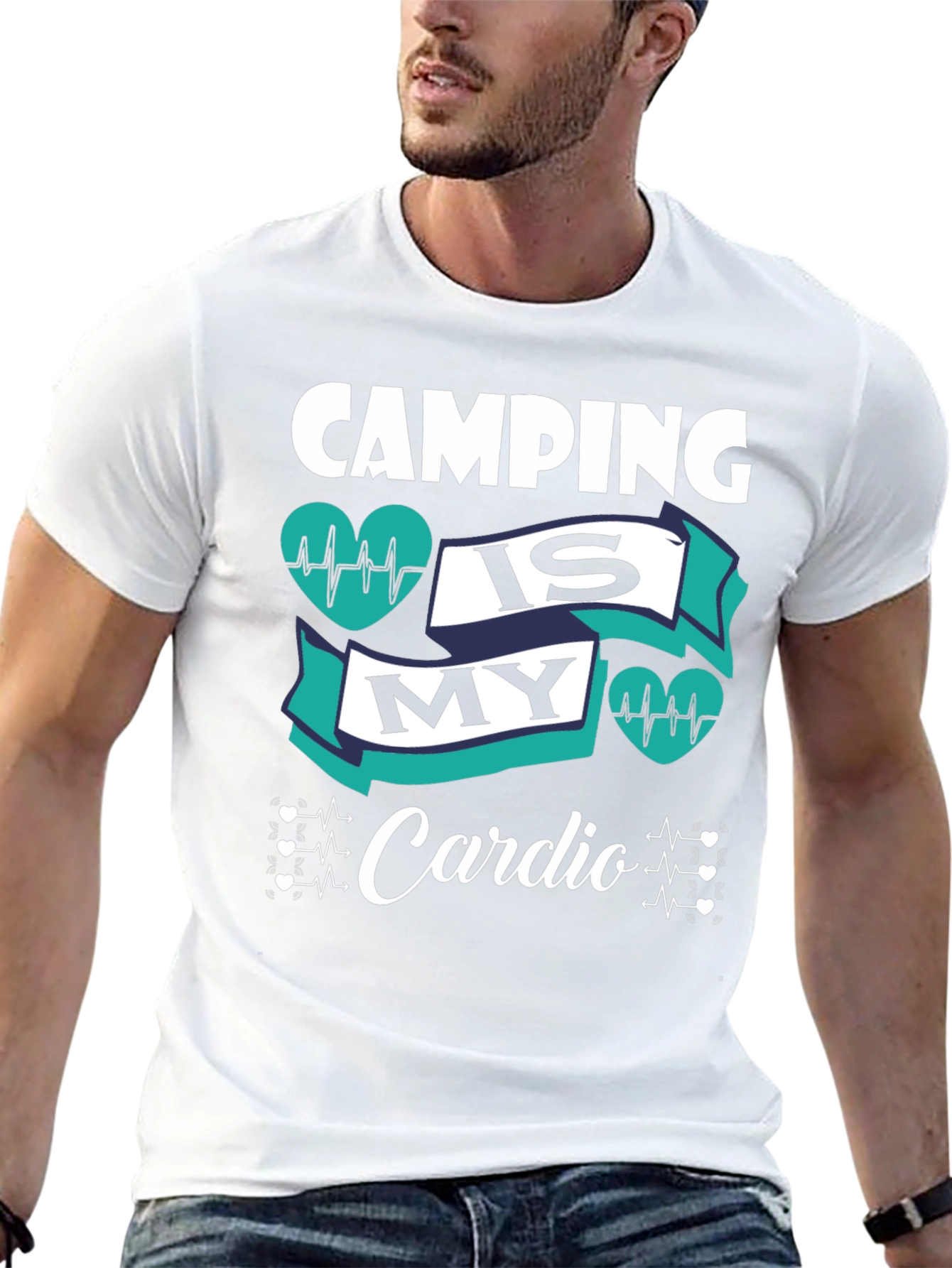 Black Camping Is My Cardio Graphic Tee - Unisex Black T-Shirt view 13