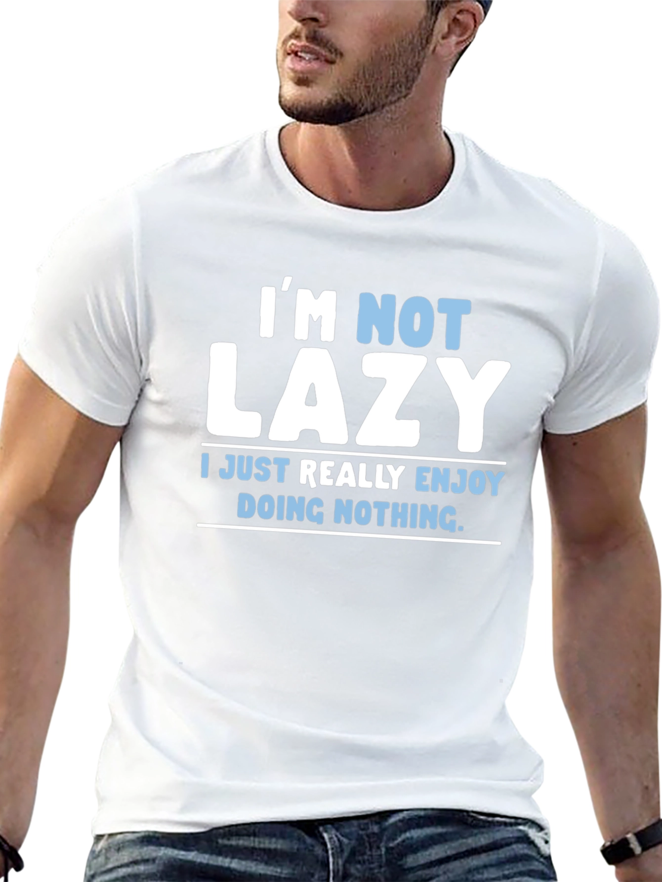 Black Funny "I'm Not Lazy" Graphic T-Shirt view 13