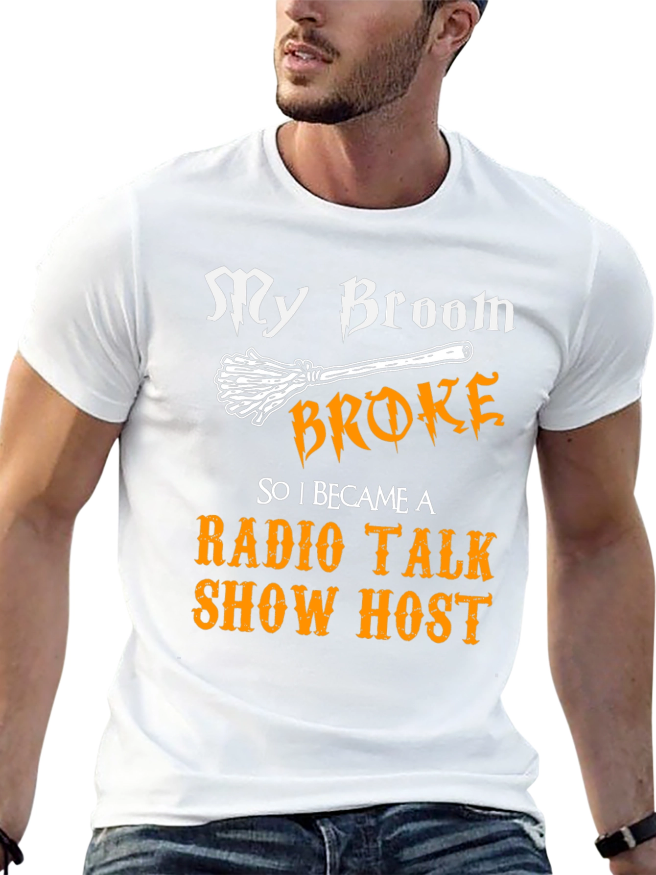Black My Broom Broke Radio Talk Show Host T-Shirt view 13