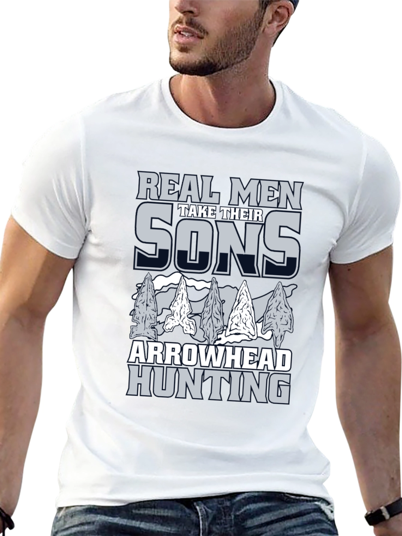Black Real Men Arrowhead Hunting T-Shirt  view 13