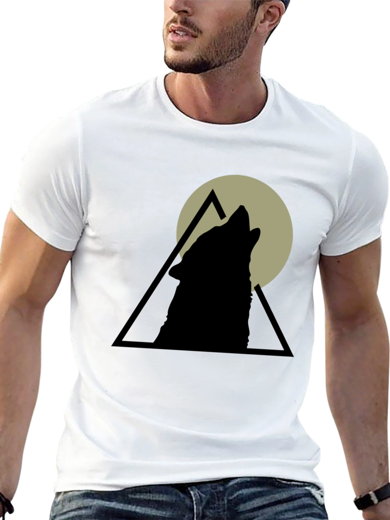 Black Wolf Howl Graphic Tee - Black Cotton T-Shirt view 13