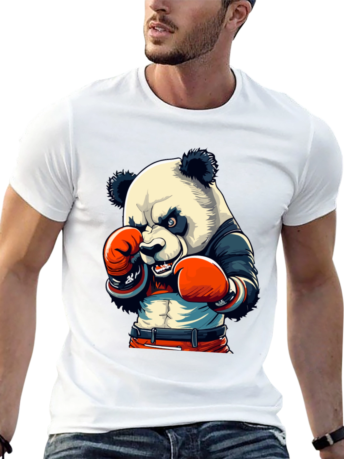 Black Panda Boxer Graphic Tee - Men's Black T-Shirt view 13