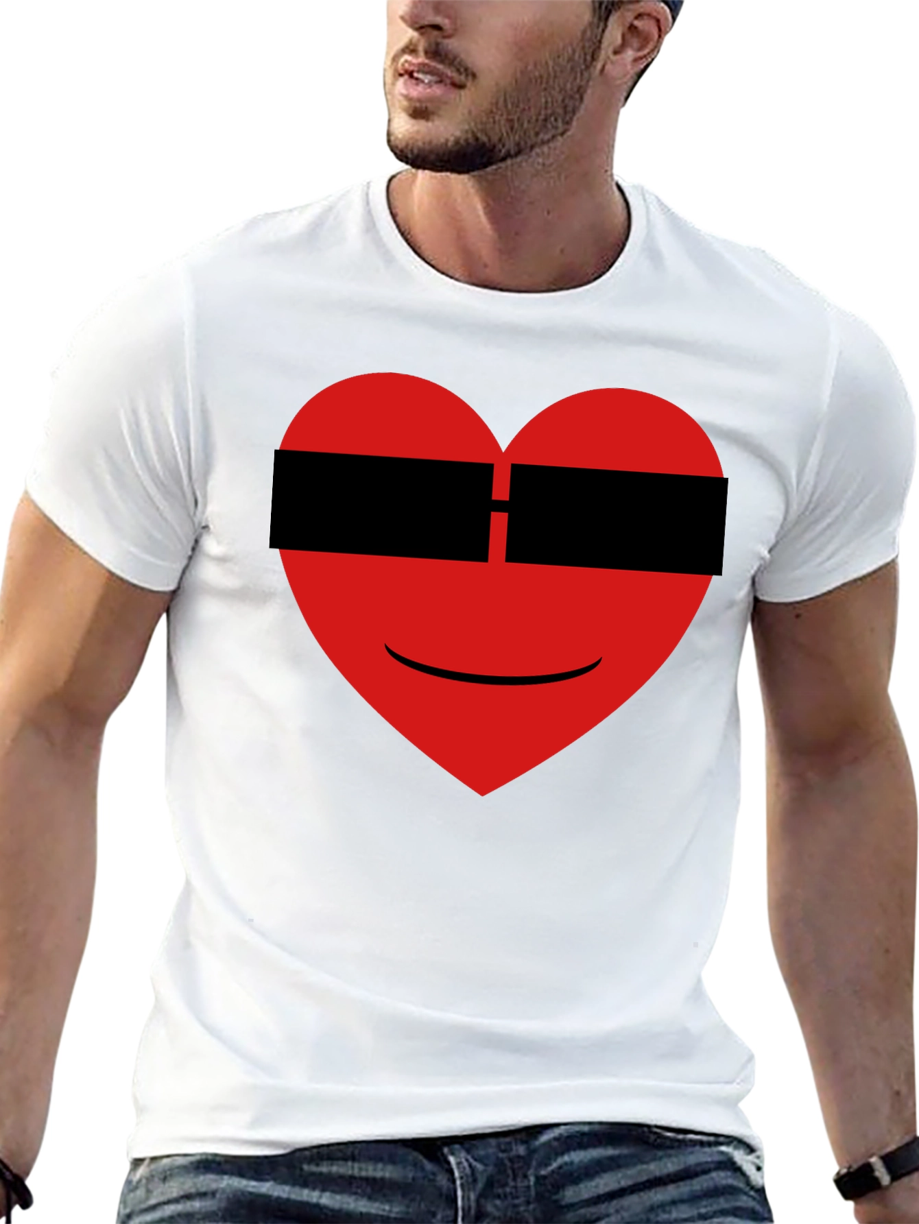 Black Cool Heart Graphic Black T-Shirt view 13