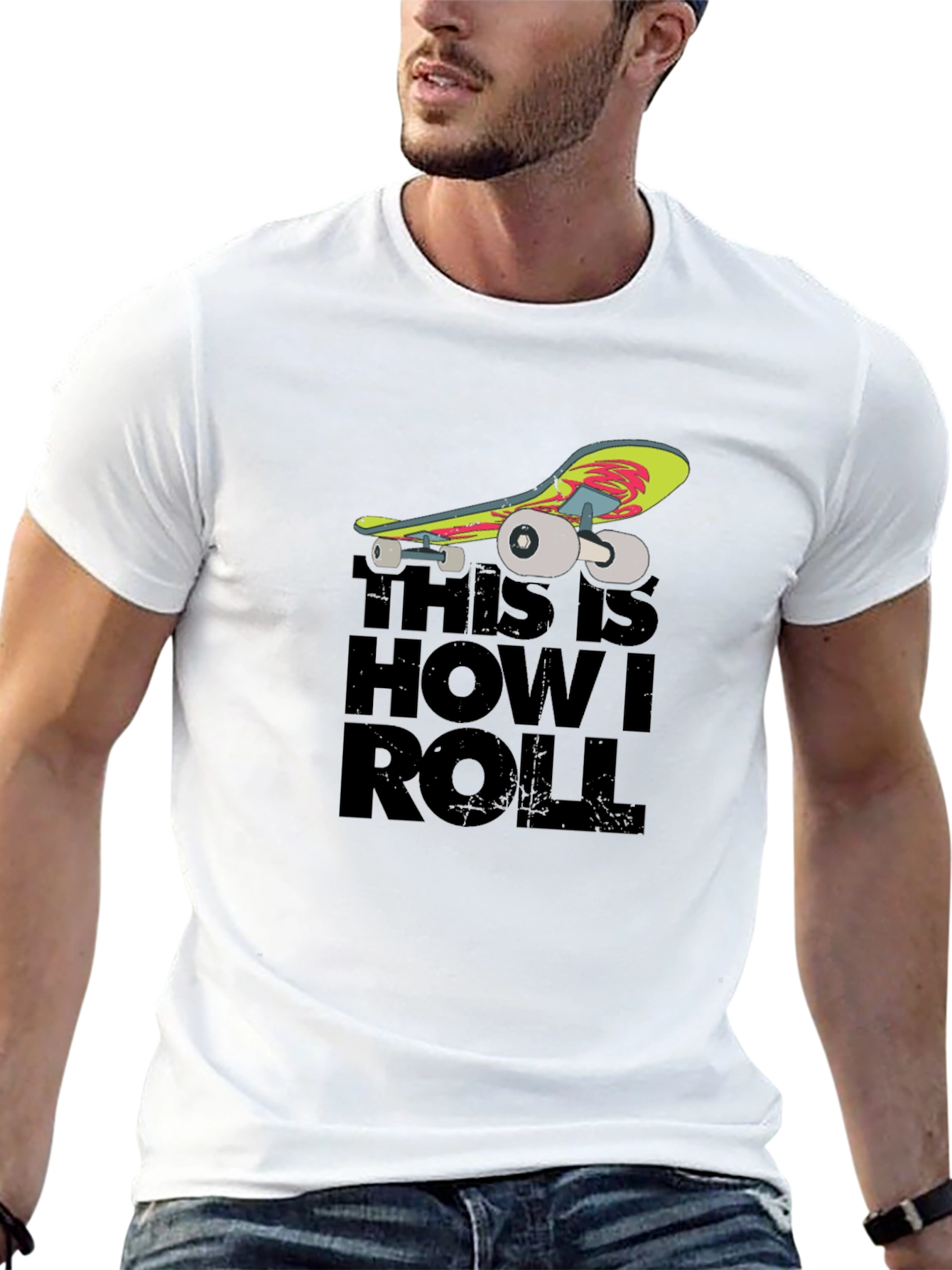 Black Skateboard Graphic T-Shirt - "This Is How I Roll" view 13