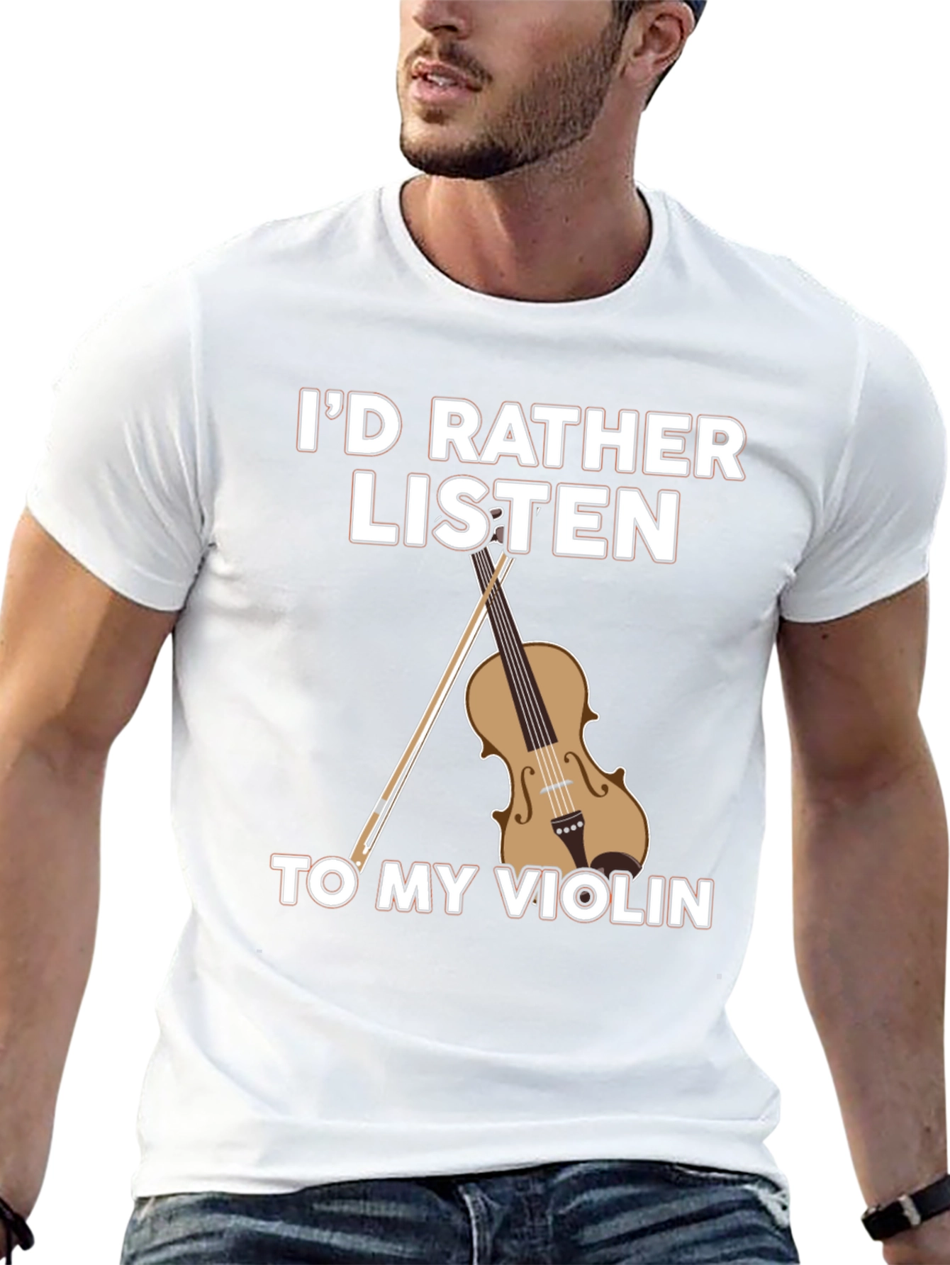 Black Violin Lover T-Shirt: I'd Rather Listen view 13
