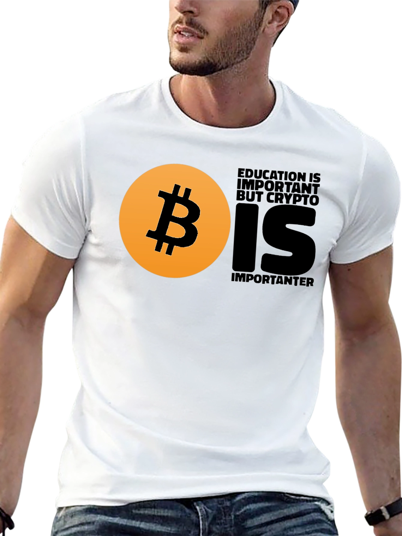 Black Crypto Education T-Shirt - Bitcoin Design view 13