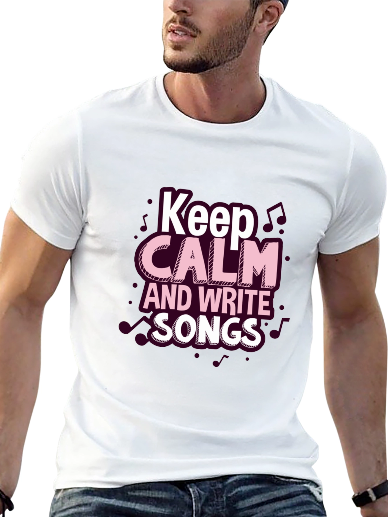 Black Keep Calm & Write Songs Black T-Shirt view 13