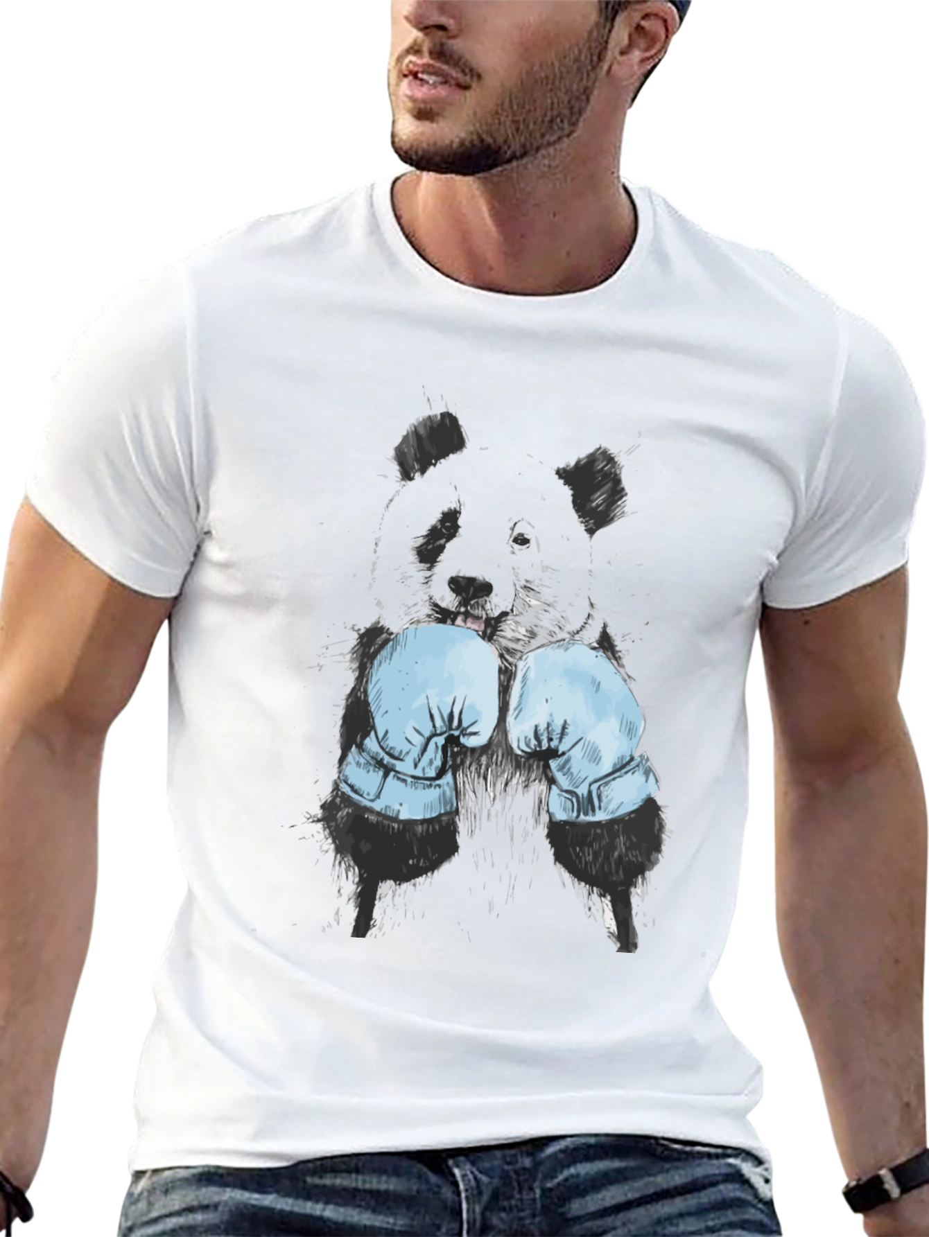 Black Boxer Panda Graphic T-Shirt view 13