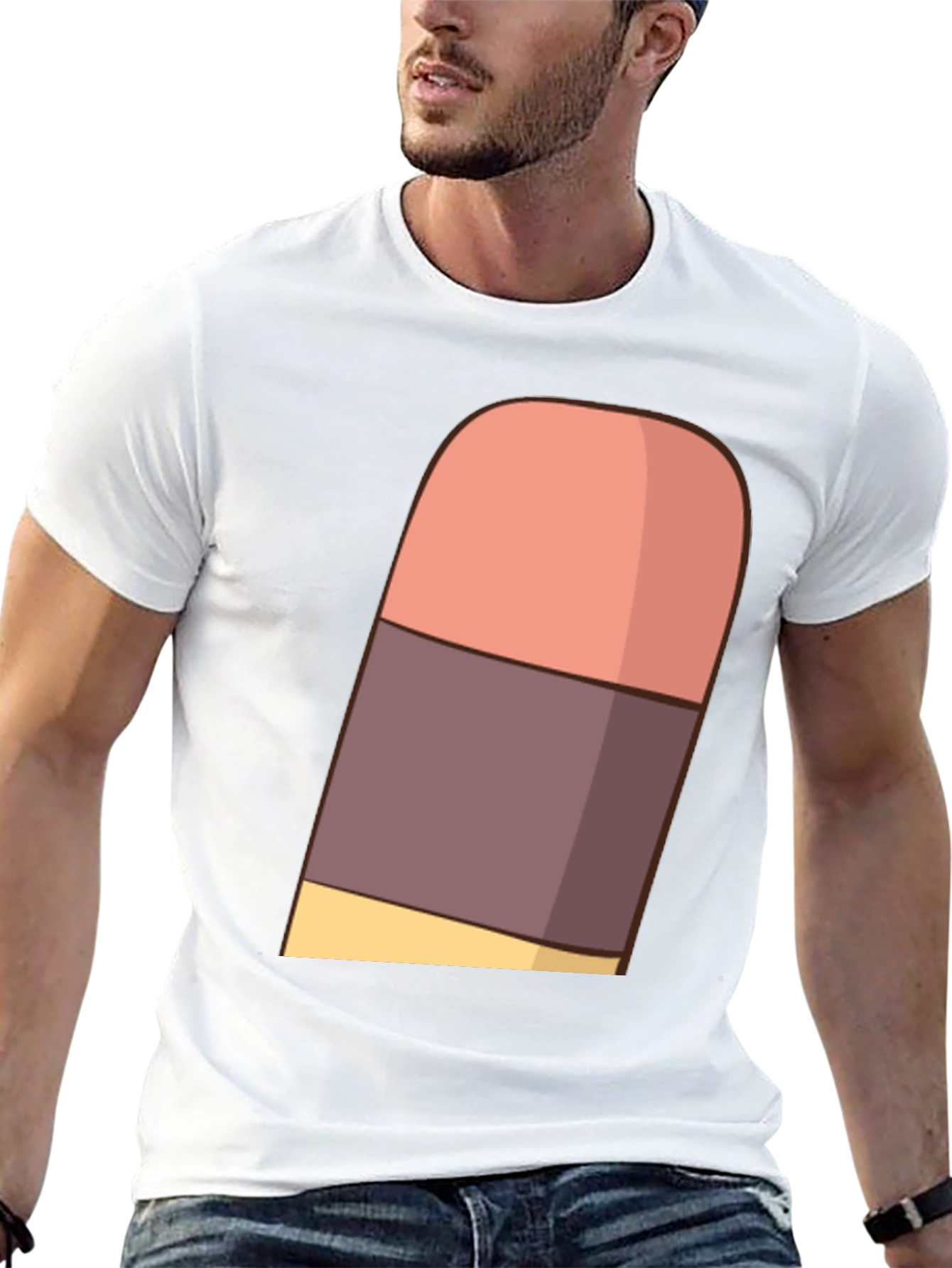 Black Cartoon Eraser Graphic T-Shirt - Black Cotton Blend view 13