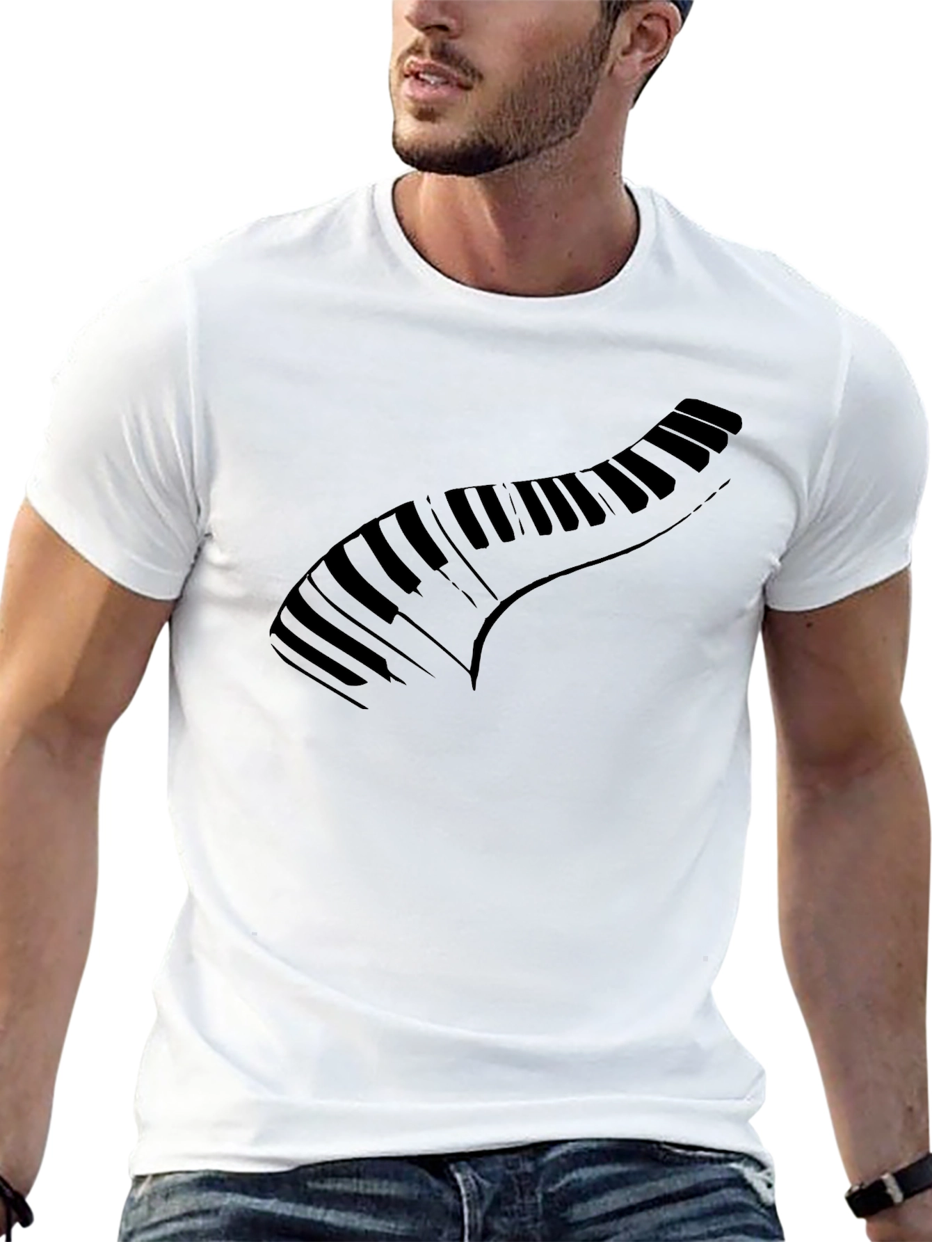 Black Piano Keys Graphic Black T-Shirt view 13