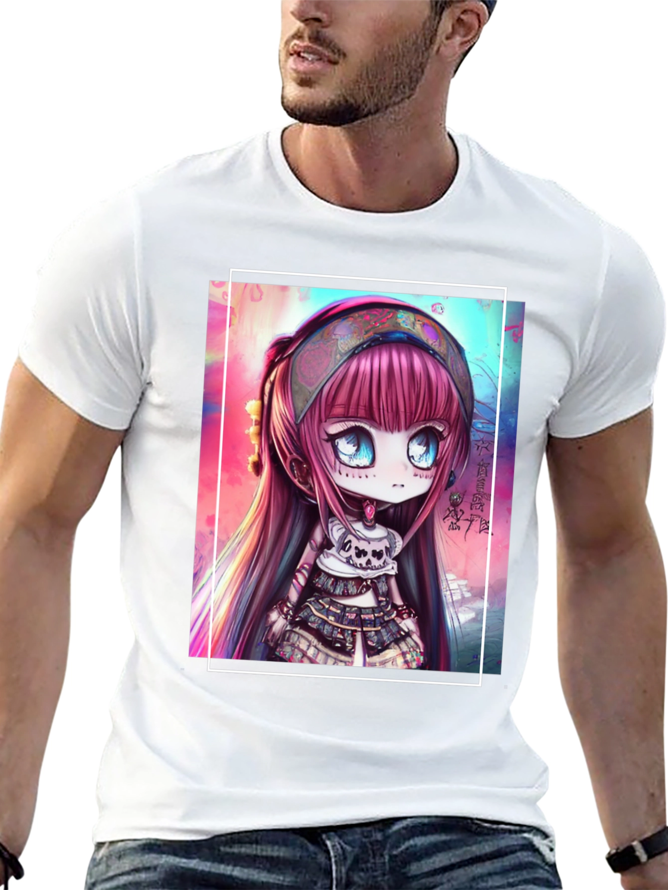 Black Anime Girl Graphic Black T-Shirt view 13