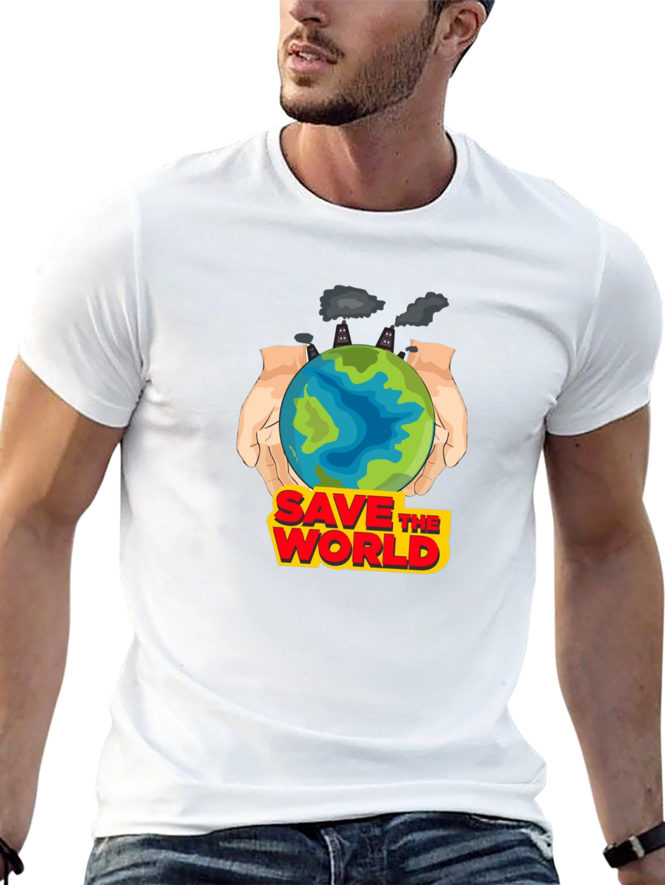 Black Save the World Graphic T-Shirt - Earth Day Apparel view 13