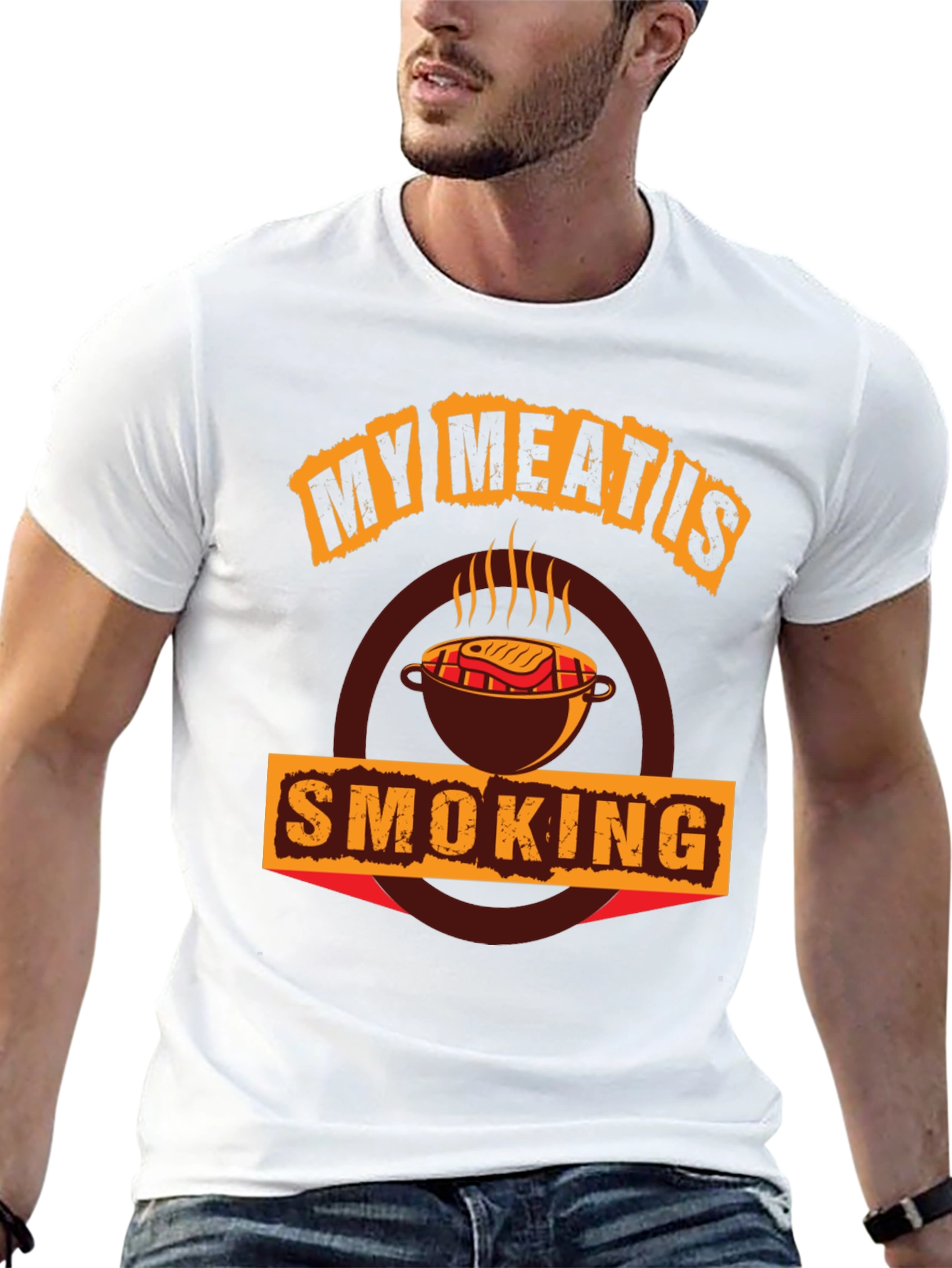 Black My Meat Is Smoking BBQ T-Shirt view 13