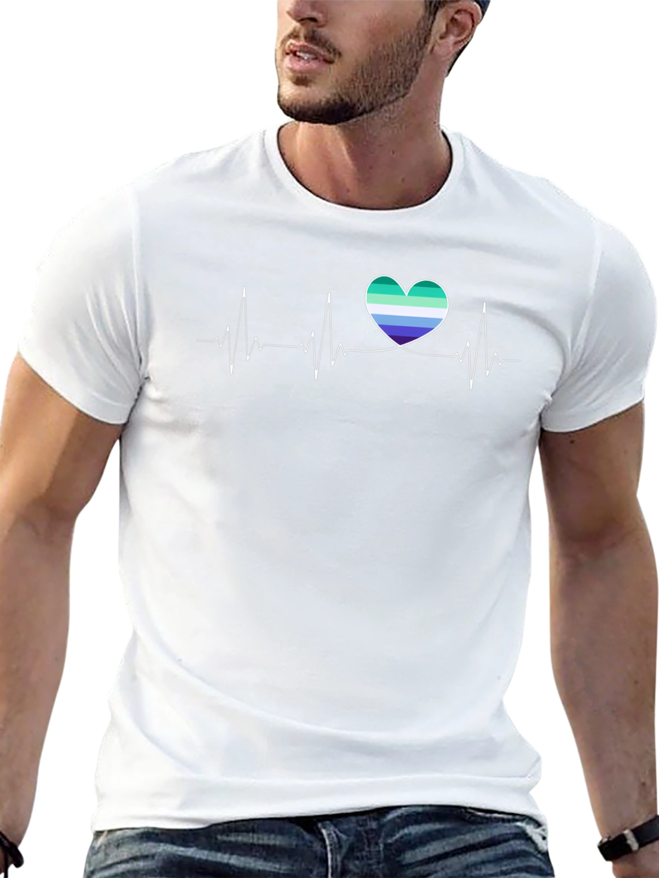 Black Gay Pride Heartbeat T-Shirt view 13