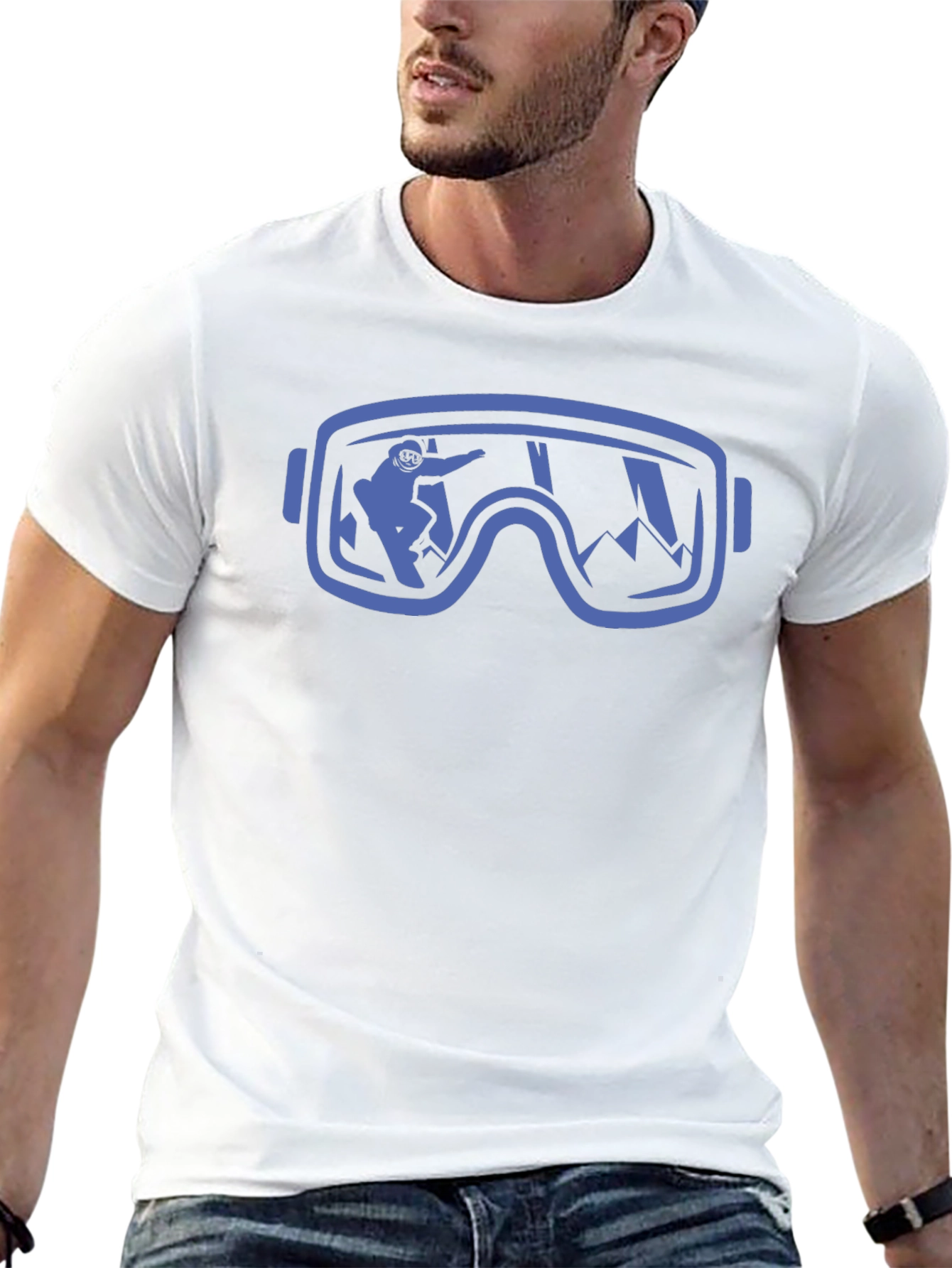 Black Snowboard Goggles Graphic Tee - Black Cotton Shirt view 13