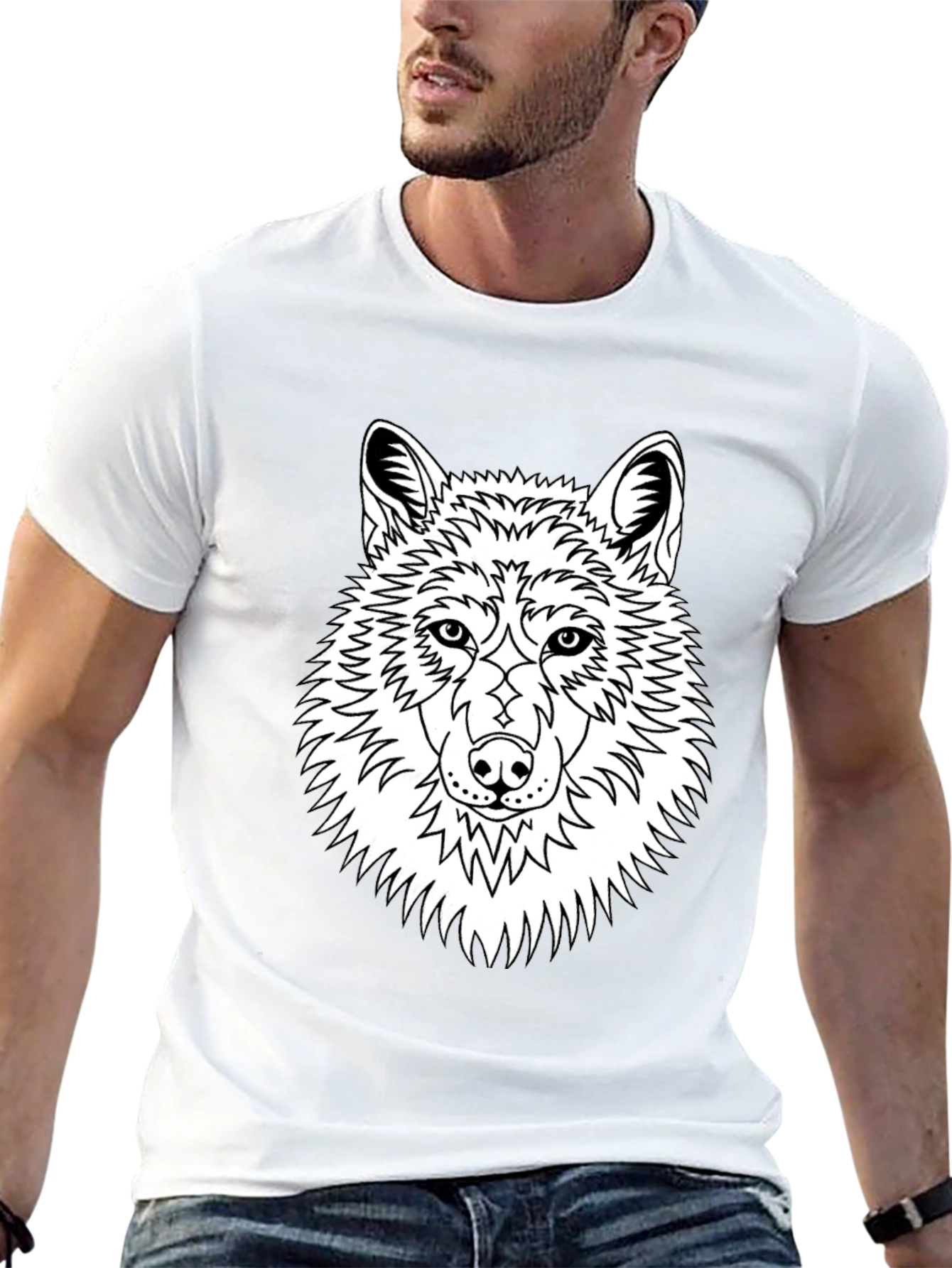 Black Wolf Graphic Tee - Black Cotton Blend T-Shirt view 13