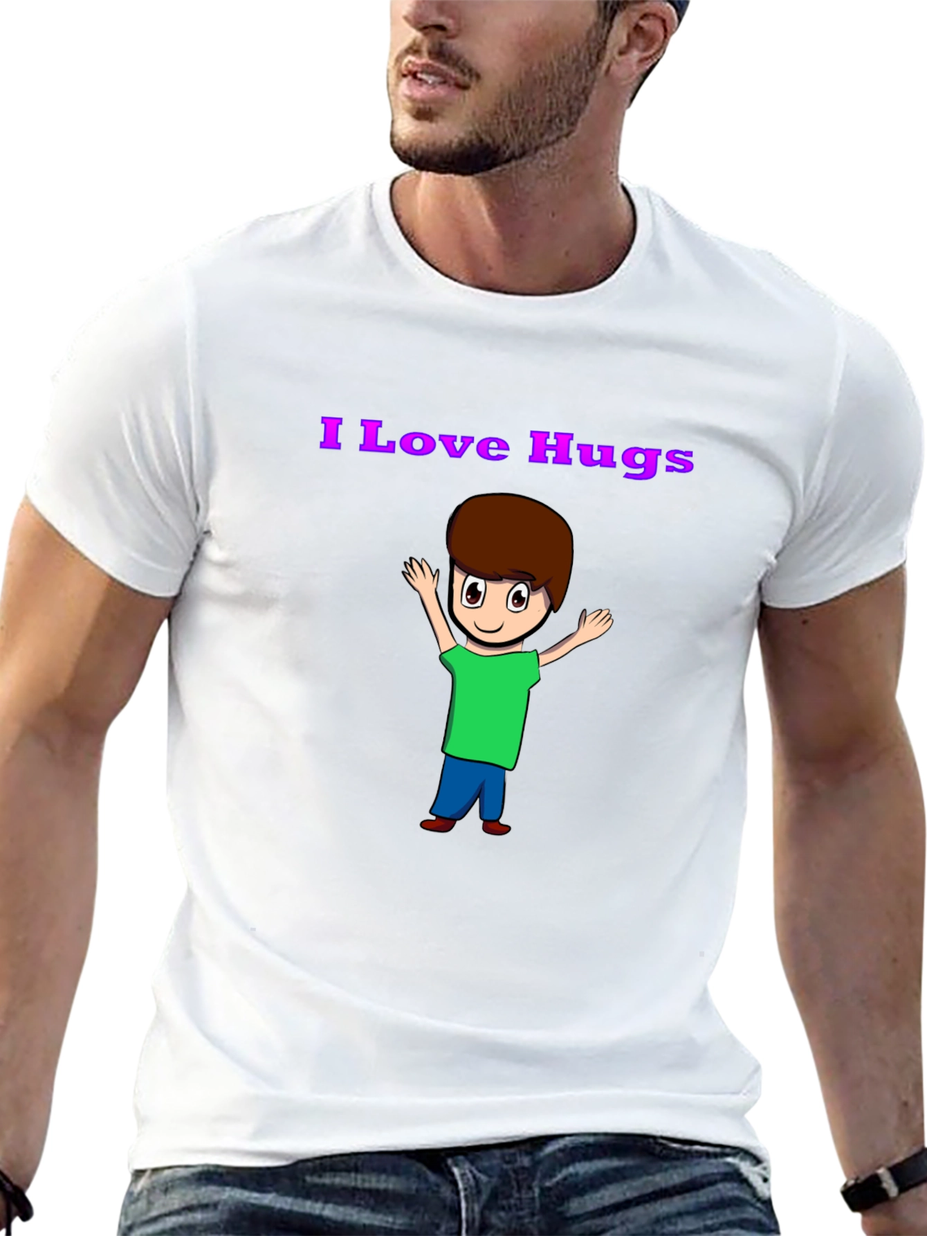 Black I Love Hugs Graphic T-Shirt view 13
