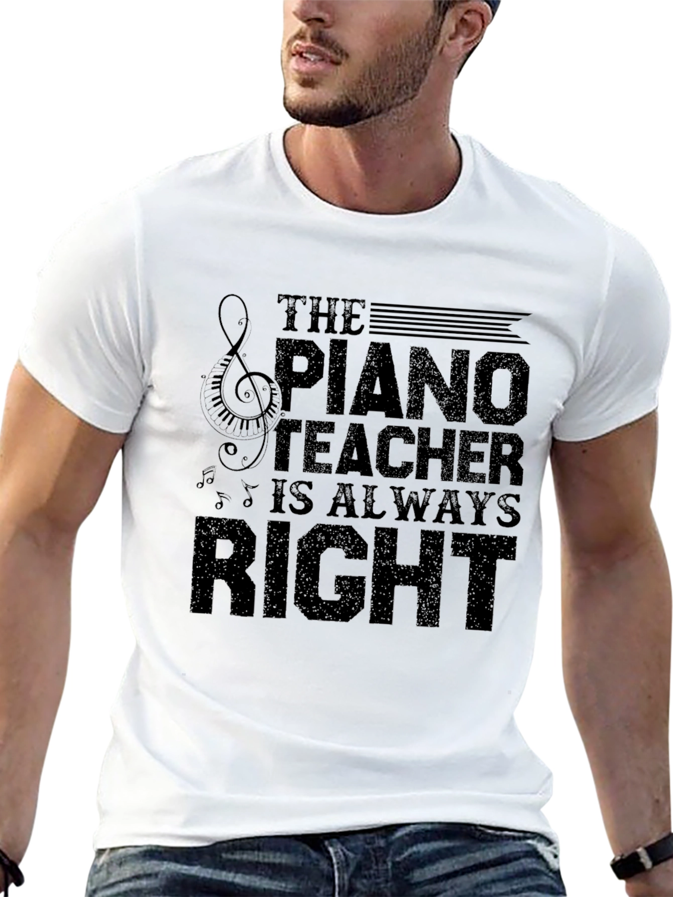 Black Piano Teacher T-Shirt - Always Right Musician Tee view 13