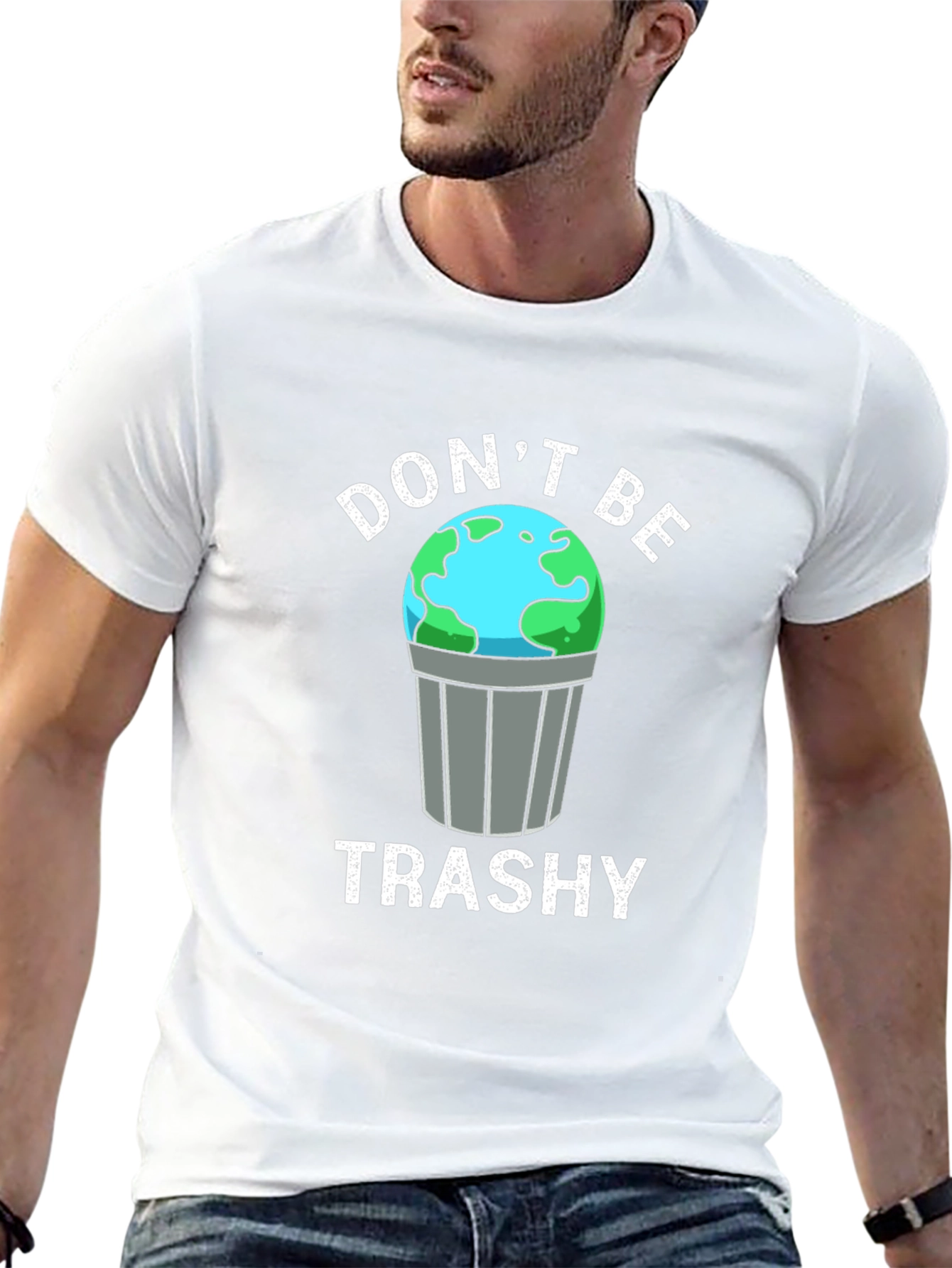 Black Don't Be Trashy Earth Graphic T-Shirt view 13