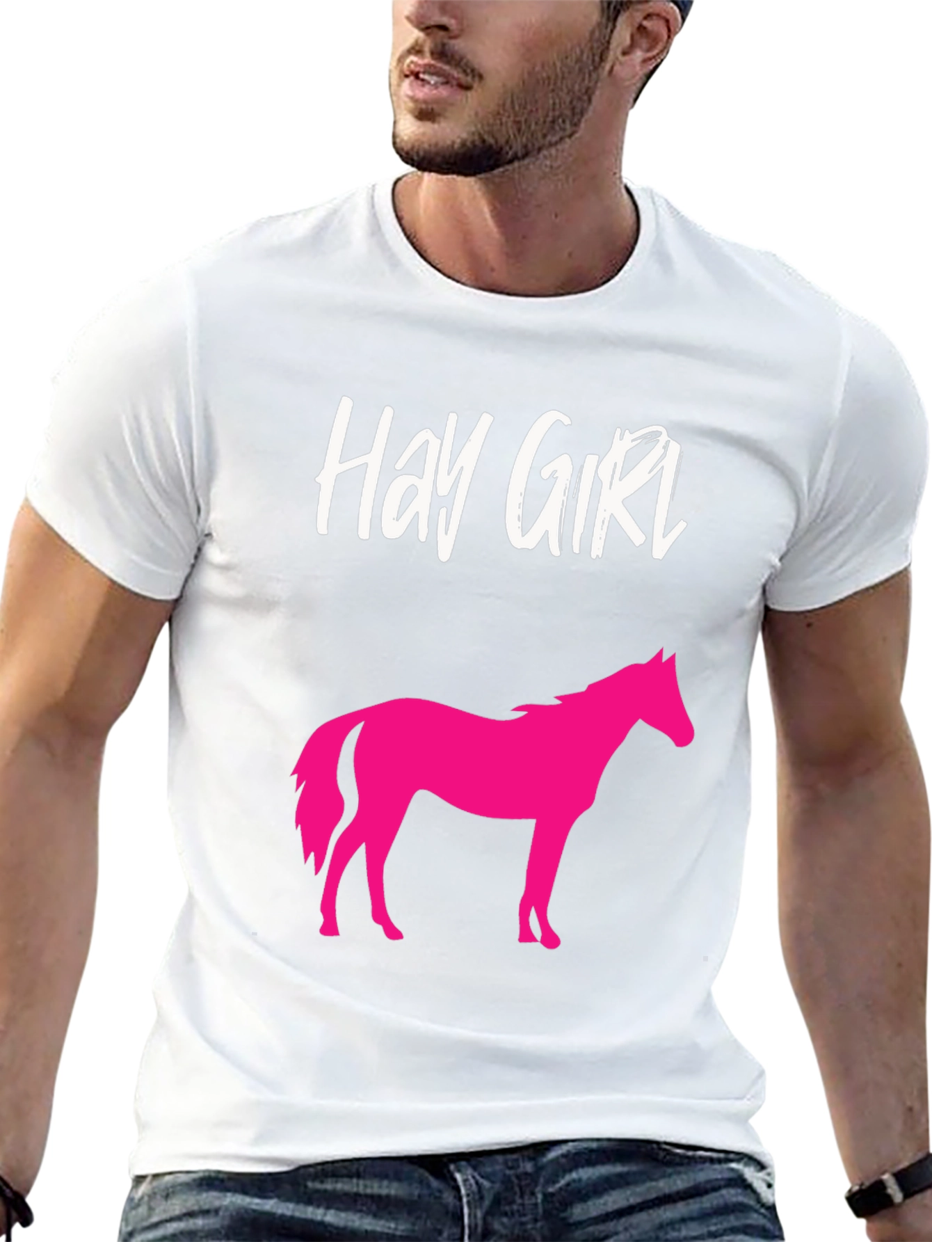 Black Hay Girl Horse Graphic Tee - Novelty Shirt view 13