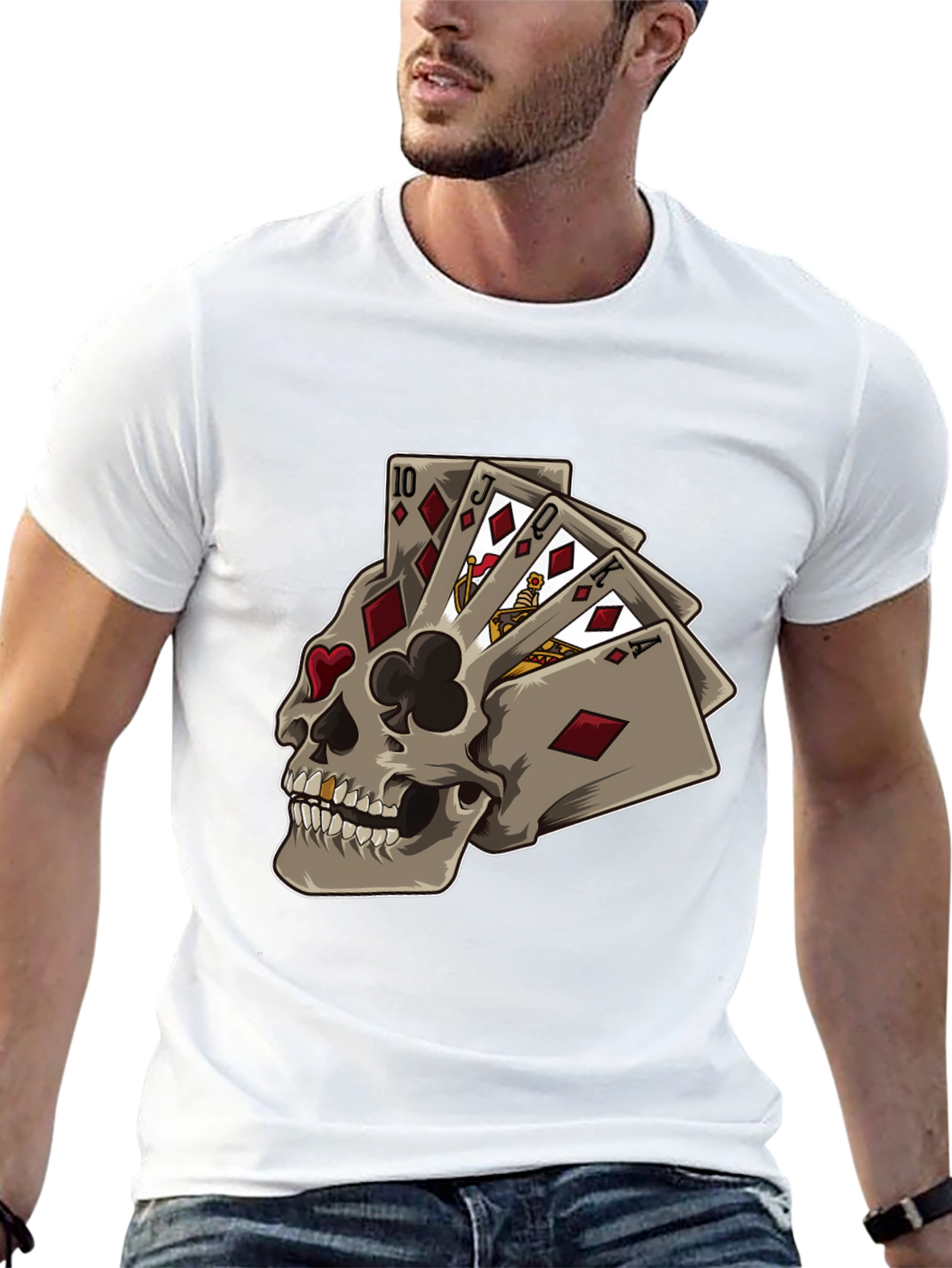 Black Skull Playing Card Graphic Tee view 13