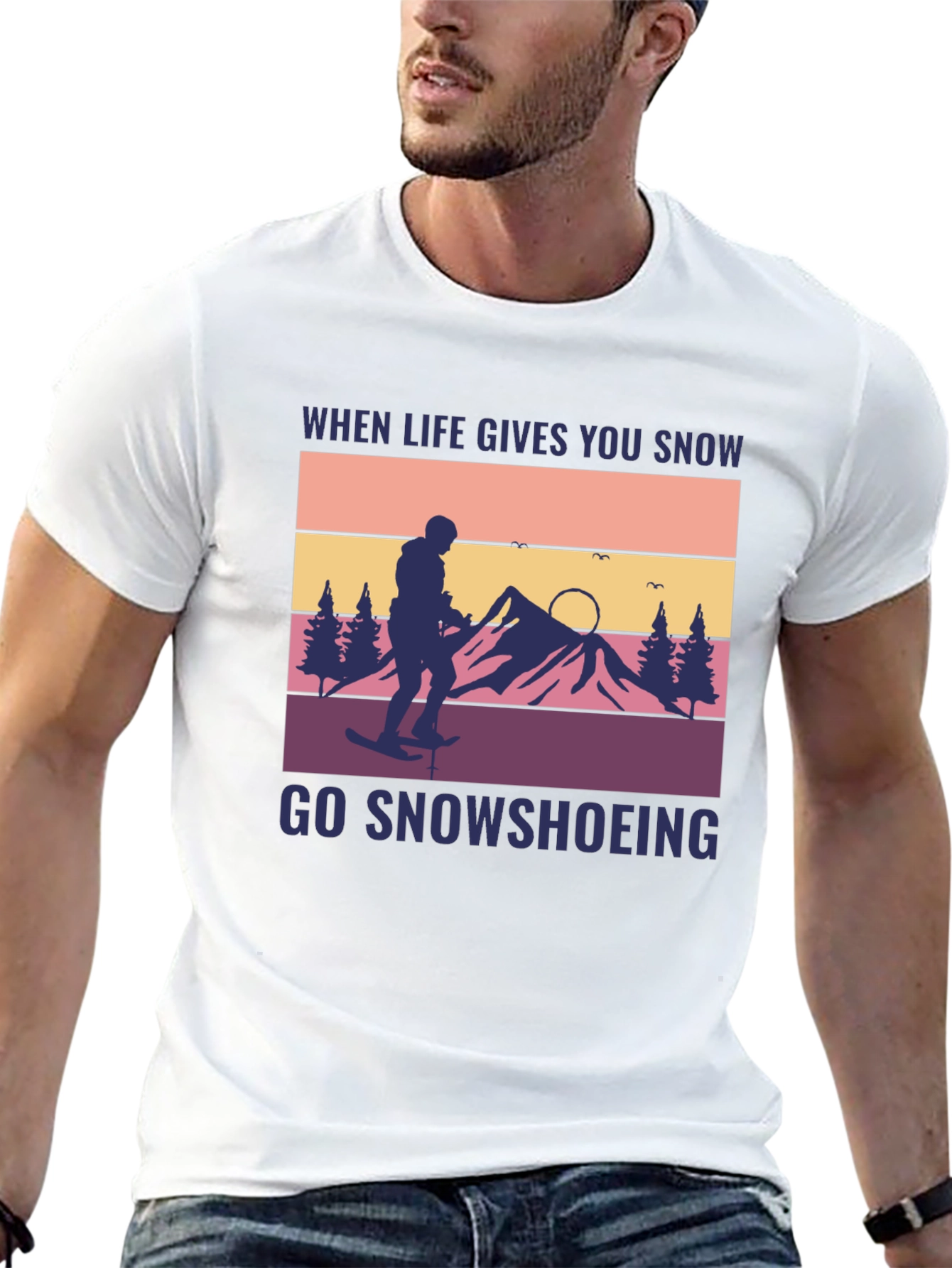 Black Snowshoeing Graphic Tee - When Life Gives You Snow view 13