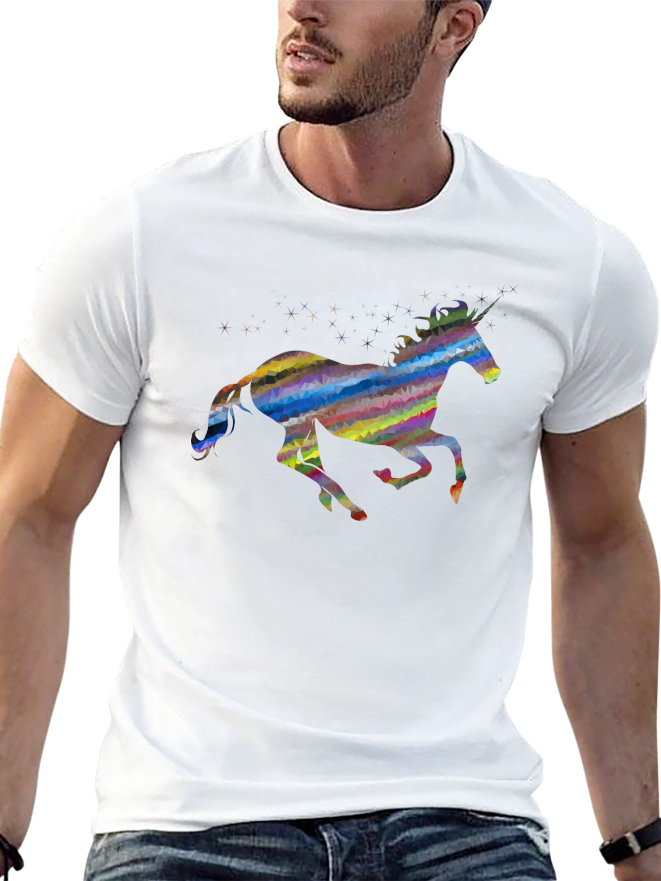 Black Rainbow Unicorn Graphic Tee - Black view 13