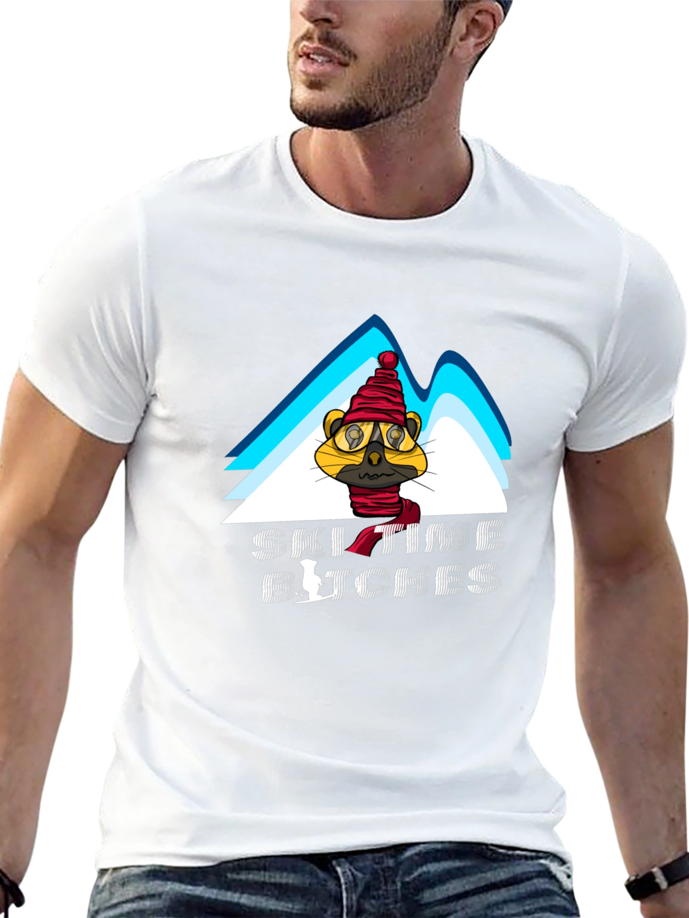 Black Ski Time Tee - Cartoon Animal Design view 13