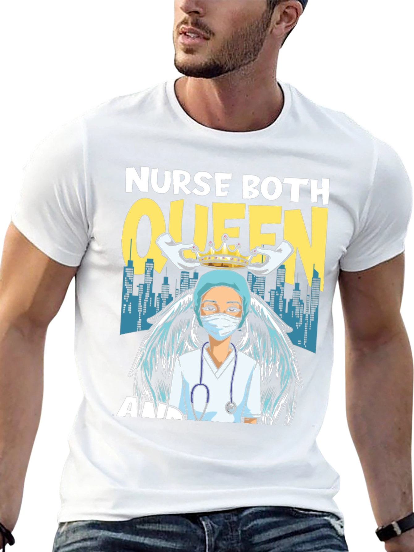 Black Nurse Queen T-Shirt - Essential Worker Apparel view 13