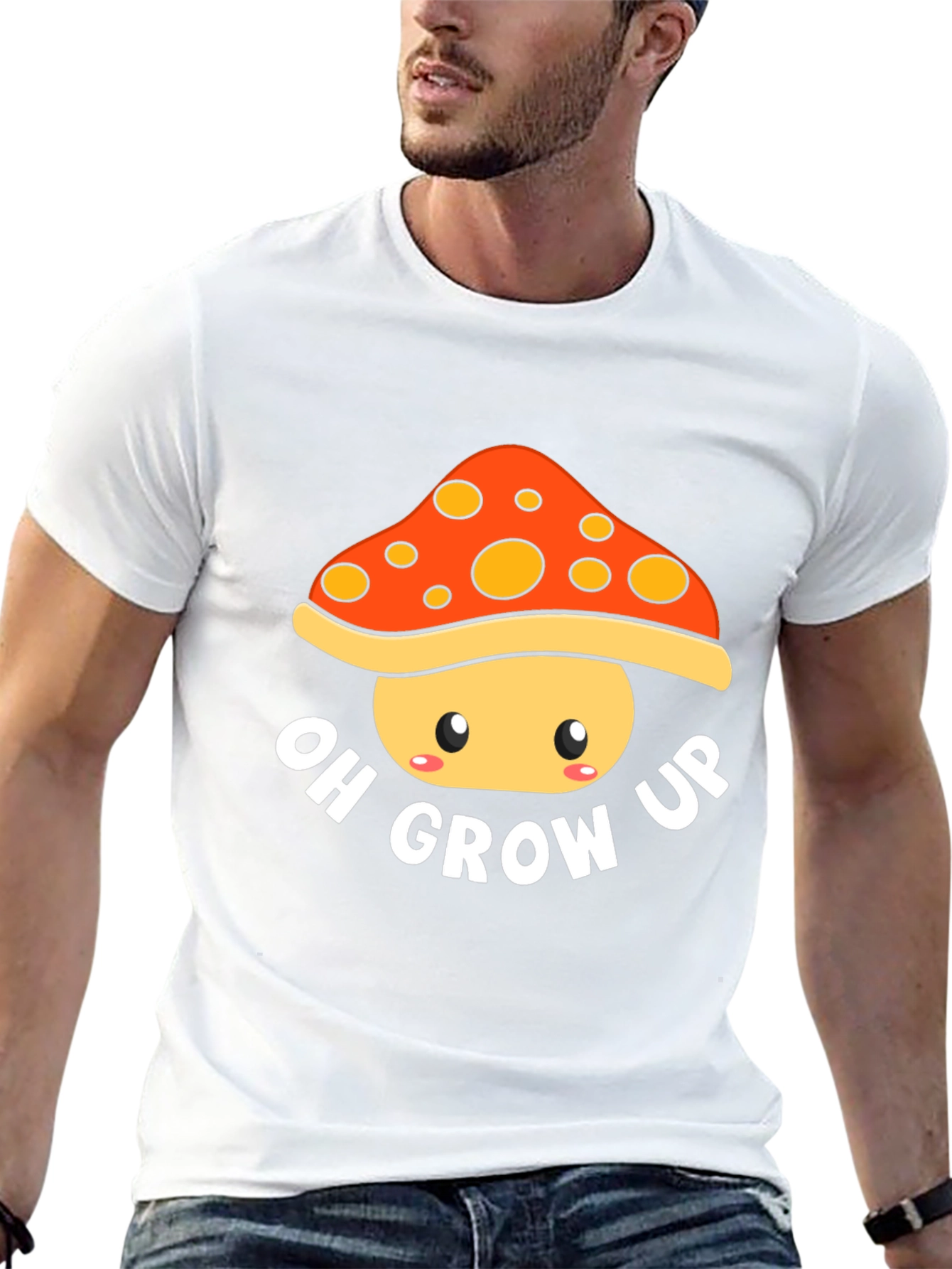 Black Oh Grow Up Mushroom Graphic T-Shirt view 13
