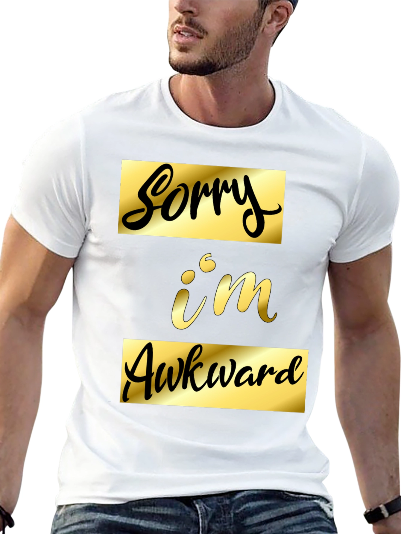 Black Sorry I'm Awkward Black Graphic Tee view 13