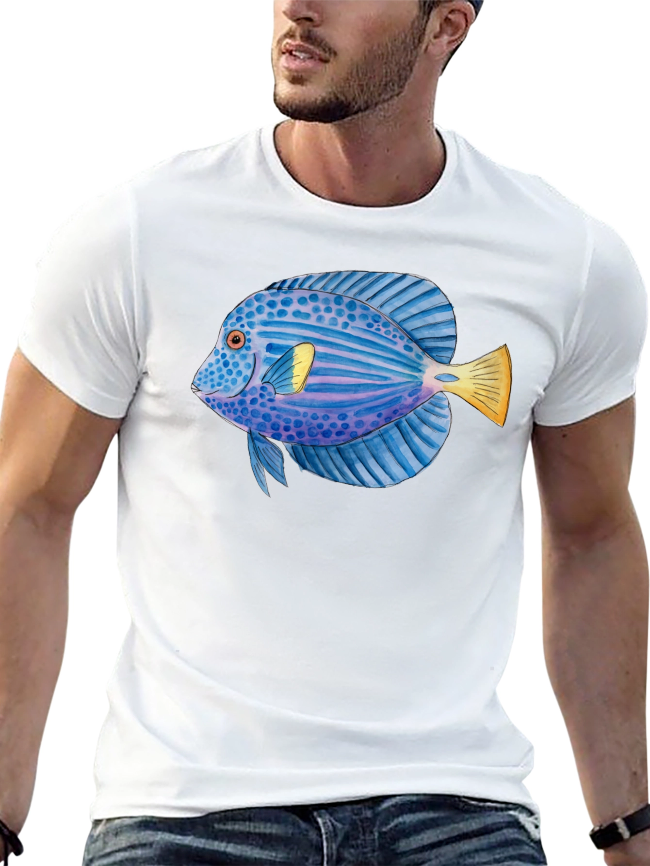 Black Cool Fish Graphic T-Shirt view 13