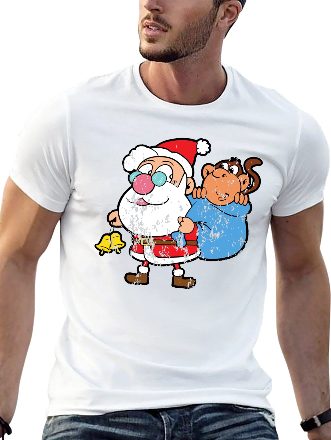 Black Santa & Monkey Graphic T-Shirt view 13
