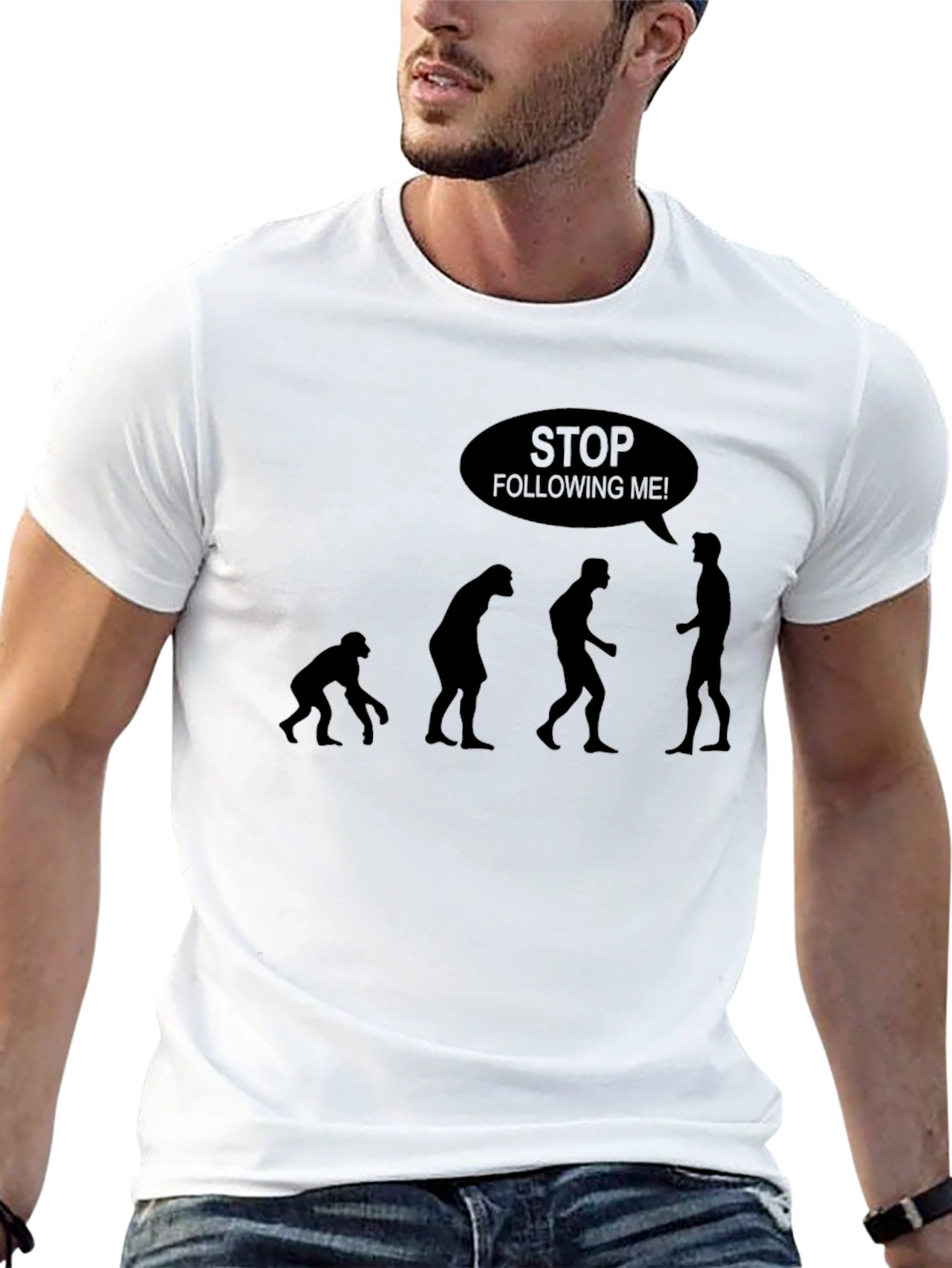 Black Evolution Stop Following Me T-Shirt view 13