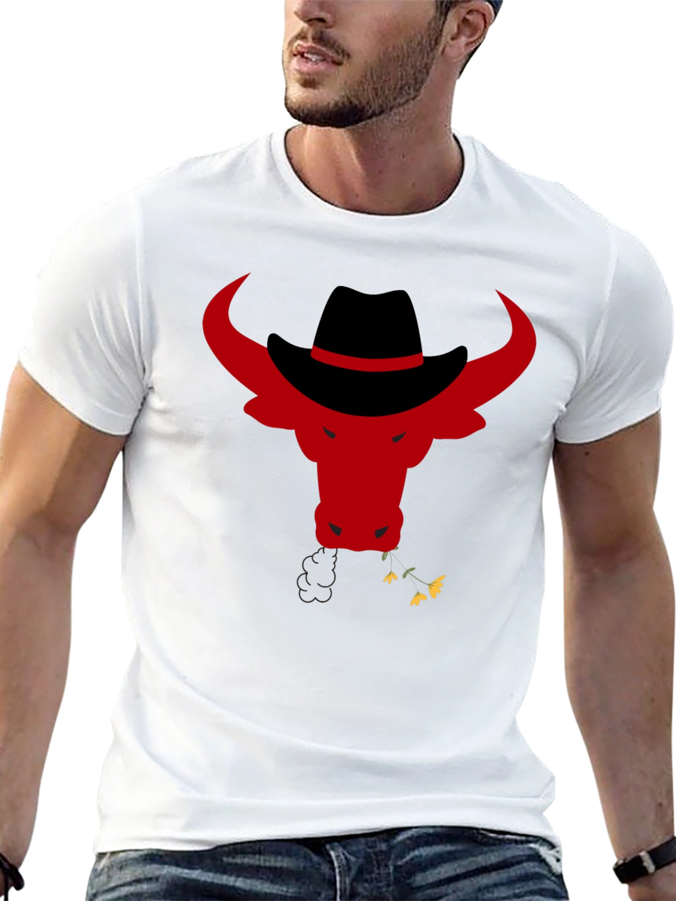 Black Cowboy Bull Graphic T-Shirt - Black view 13