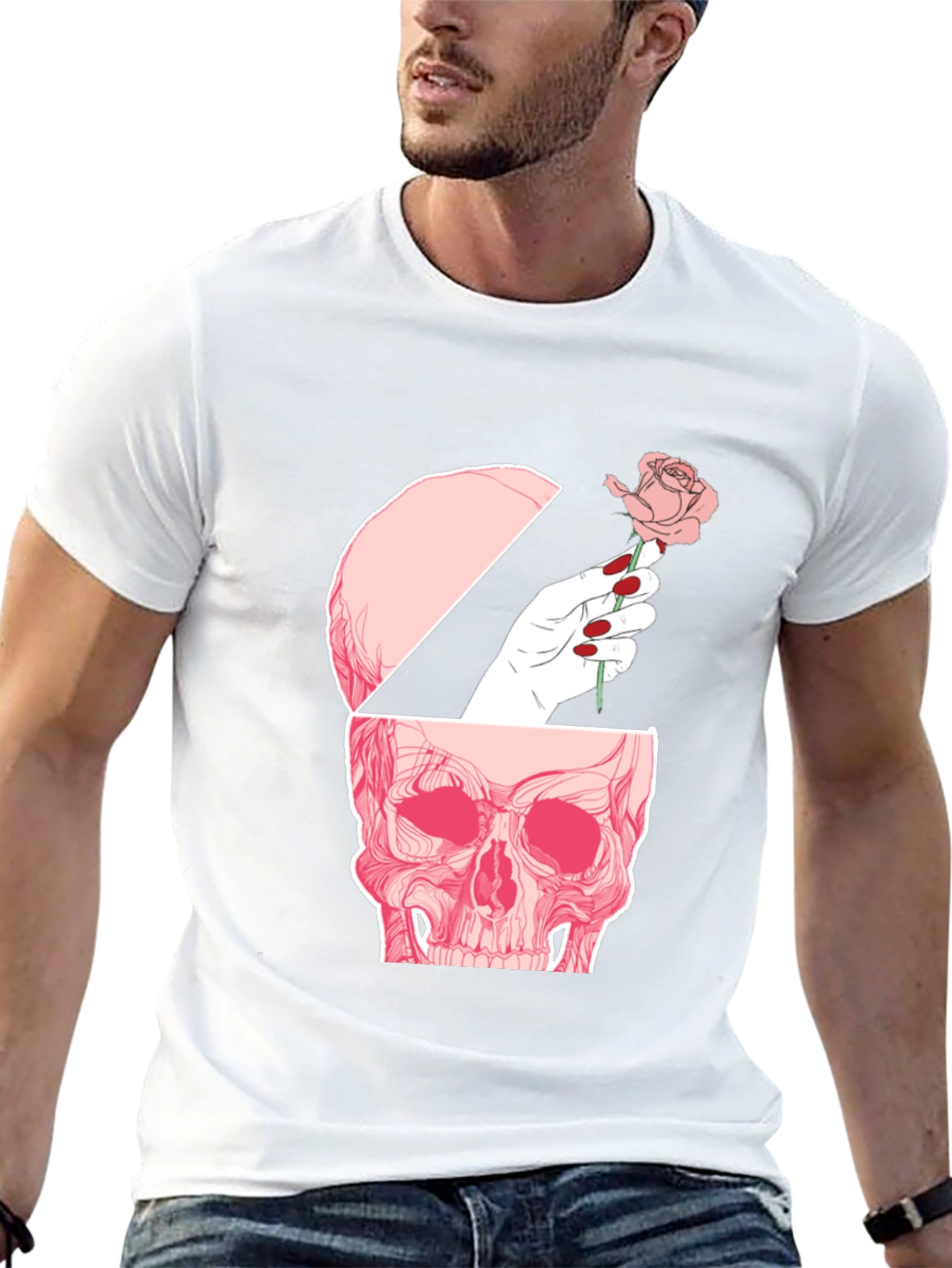 Black Skull and Rose Graphic Tee - Edgy Style view 13