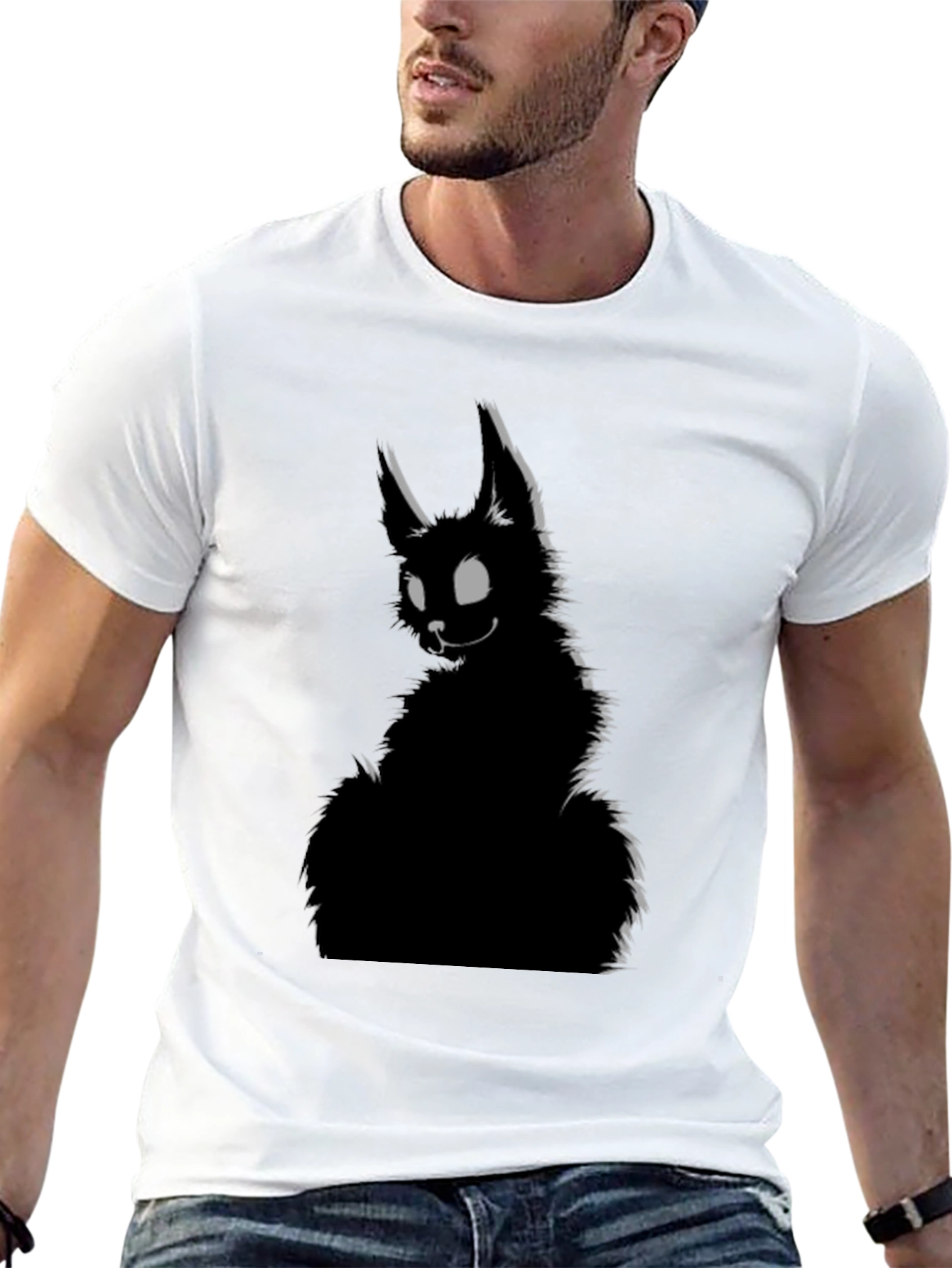 Black Black Cat Graphic T-Shirt - Men's Casual Tee view 13